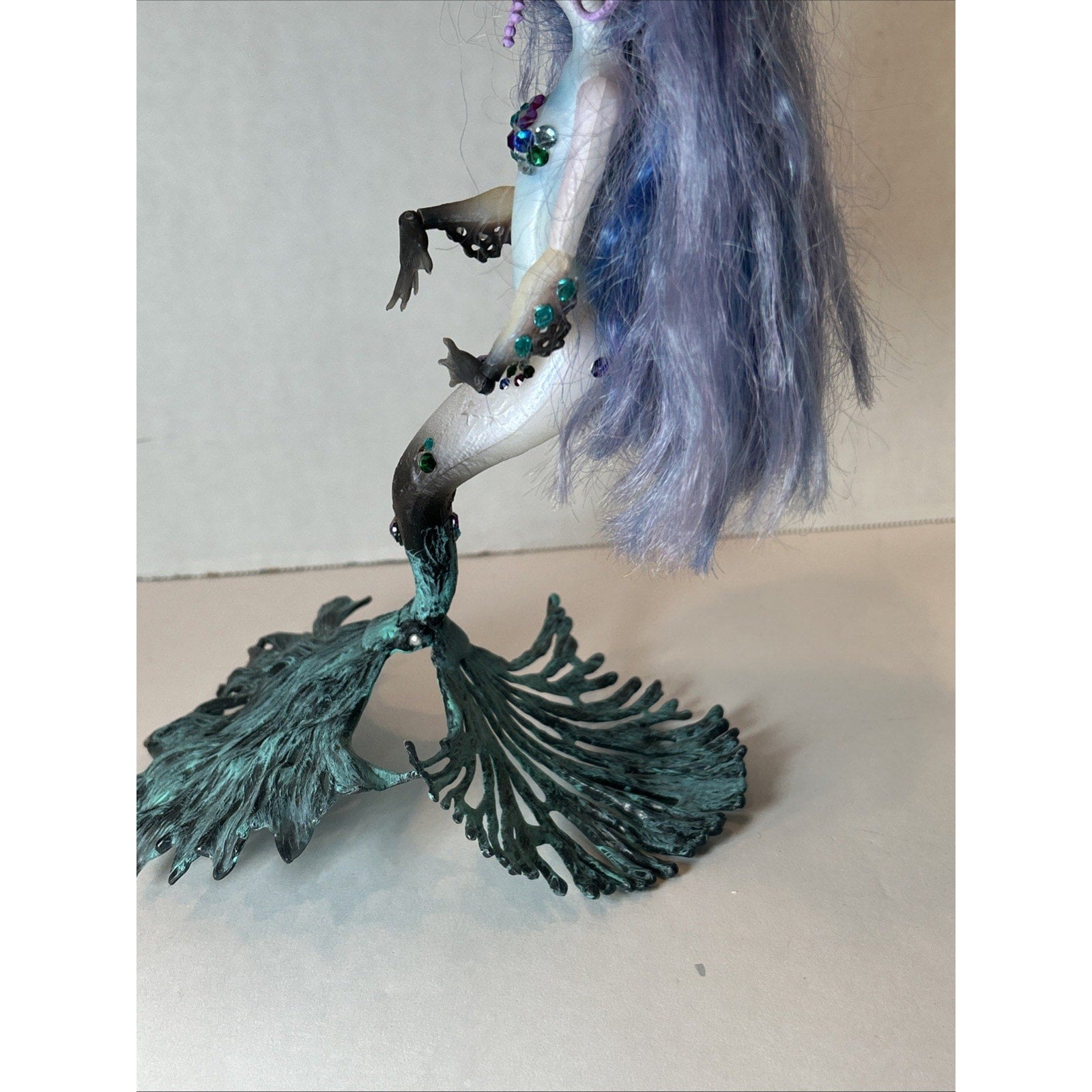 OOAK Repaint Monster High Mermaid Doll BJD Queen of the Seas Long Blue Hair 11”