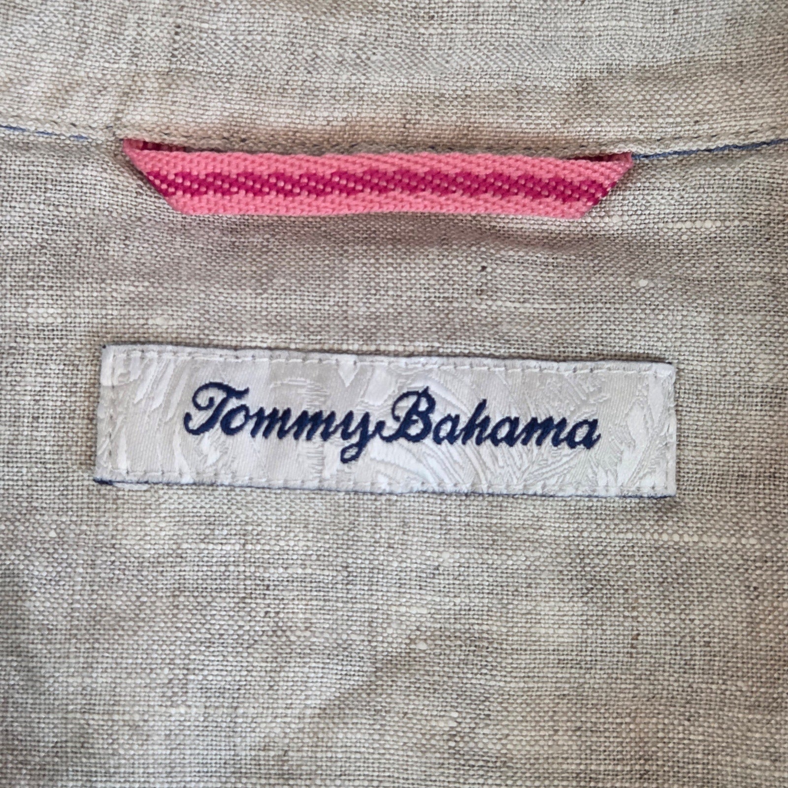 Tommy Bahama Linen Plaid Shirt XL Blue Button Up Marlin Logo Long Sleeve