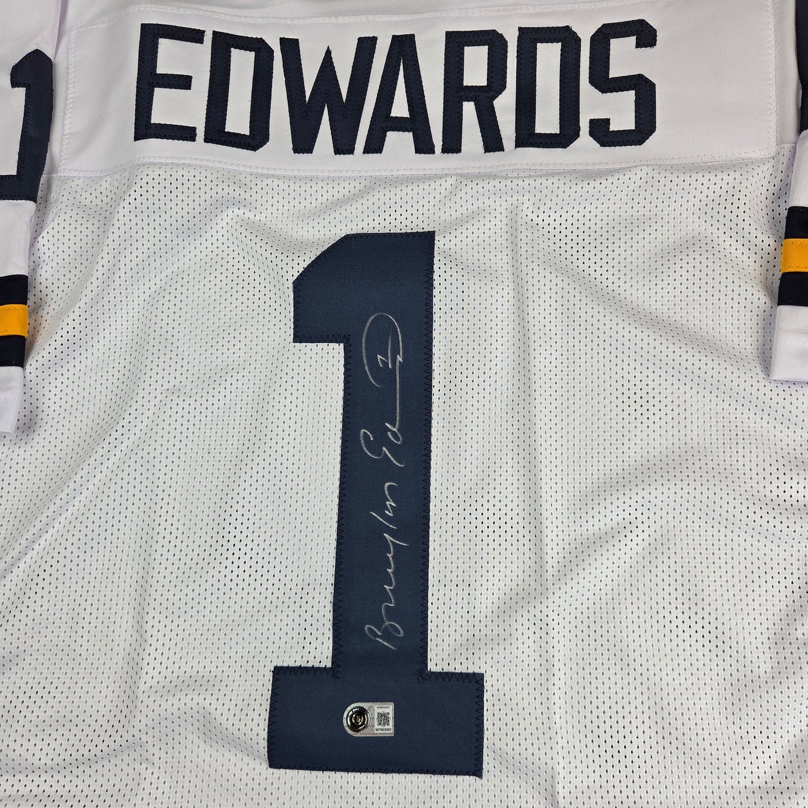 Braylon Edwards Signed Custom Michigan Wolverines #1 Jersey BAS Witness Auto