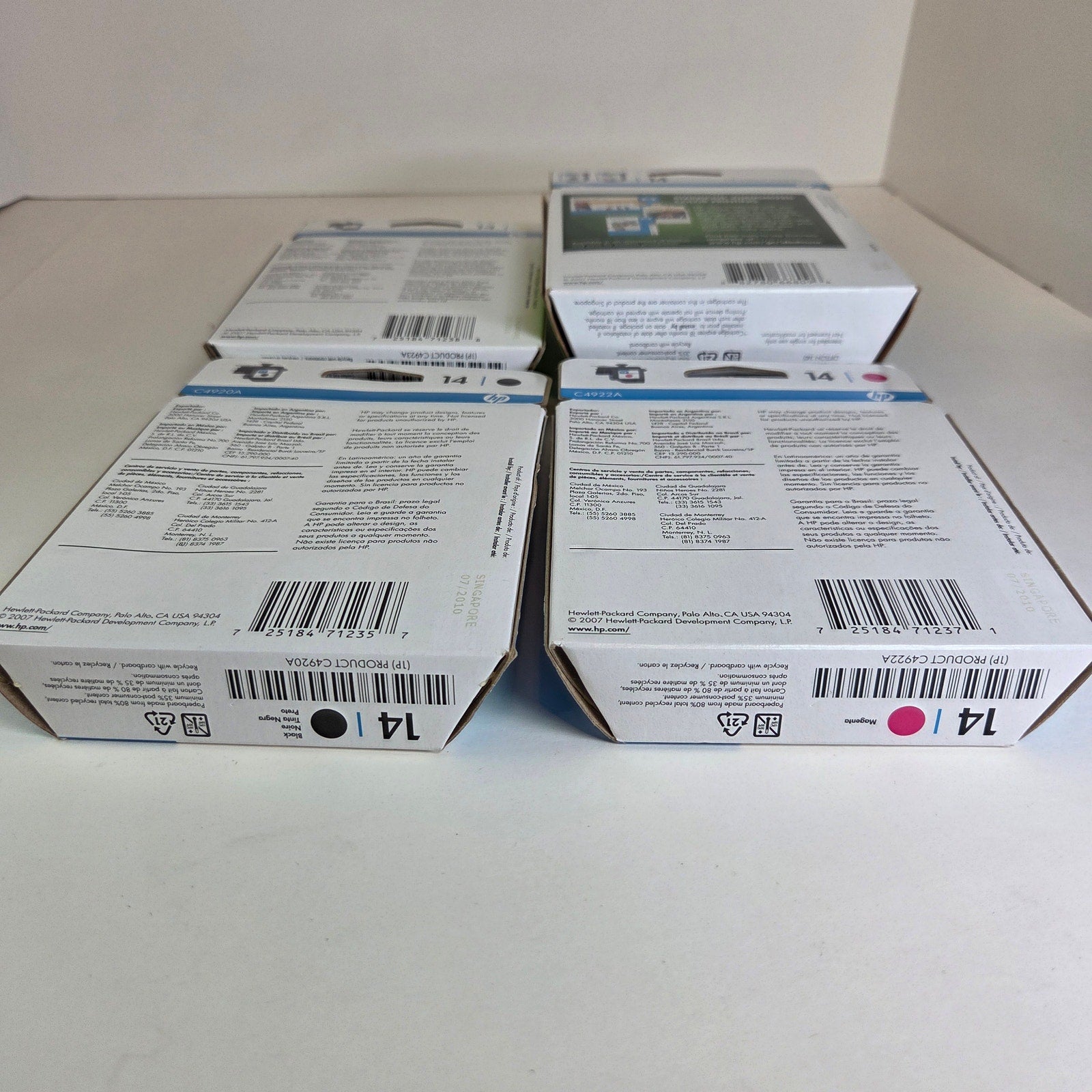 Lot of 4 Sealed HP 14 Ink Cartridges C5011DN C5010DN Black Cyan Magenta Yellow