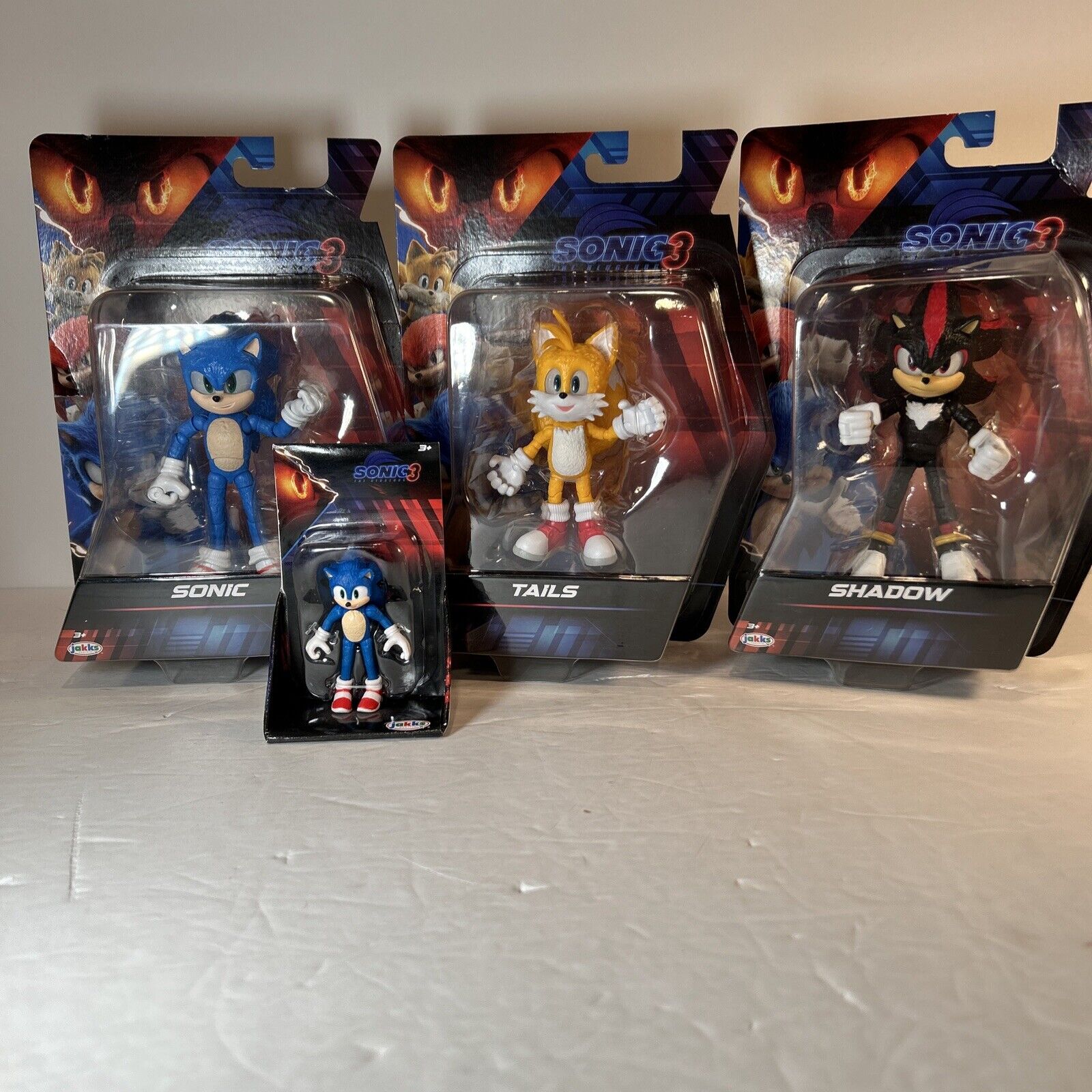 Sonic the Hedgehog 3 Action Figure Lot – Sonic, Tails, Shadow + Mini Sonic JAKKS