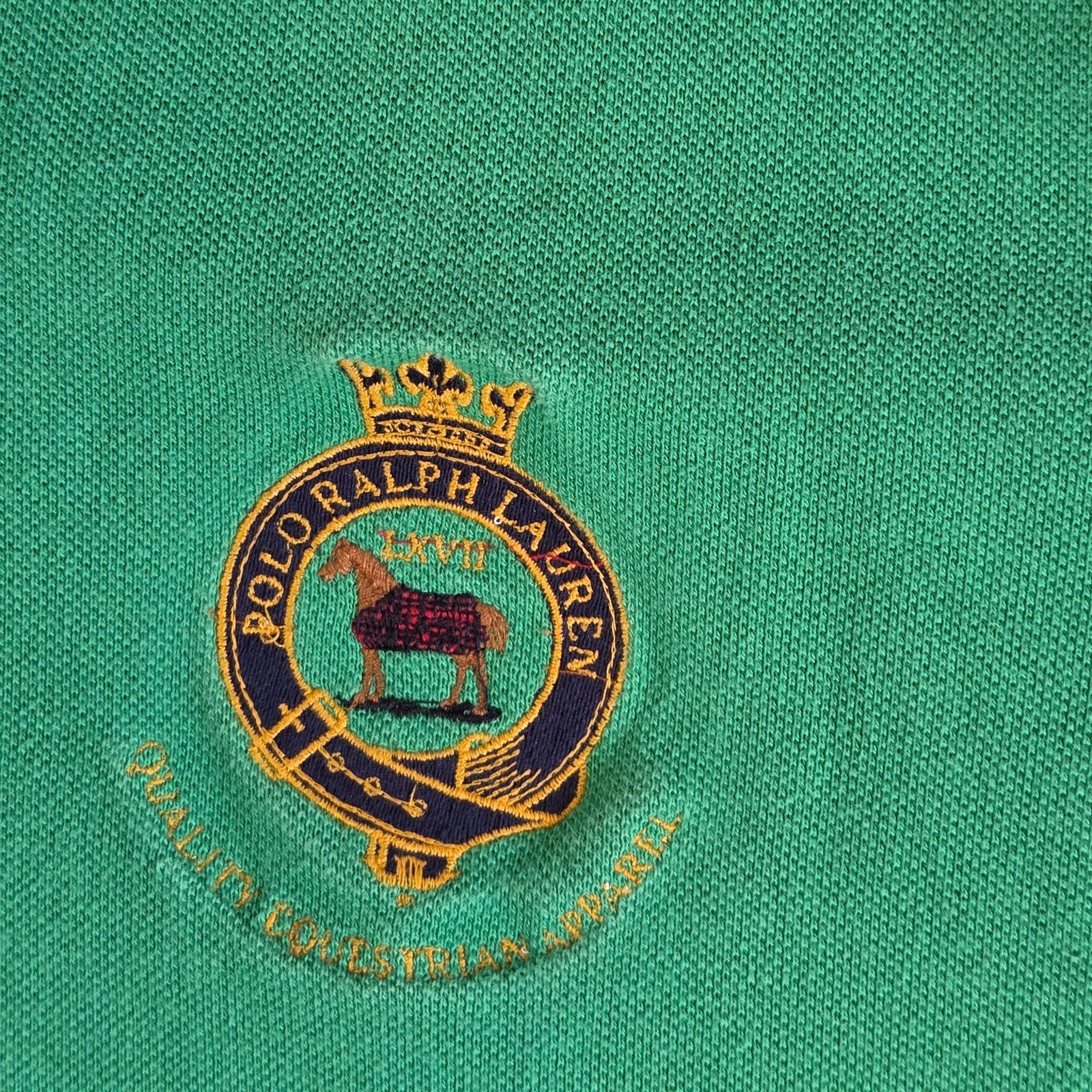 Polo Ralph Lauren Custom Fit Green Crest Polo Shirt XL #4 Sleeve