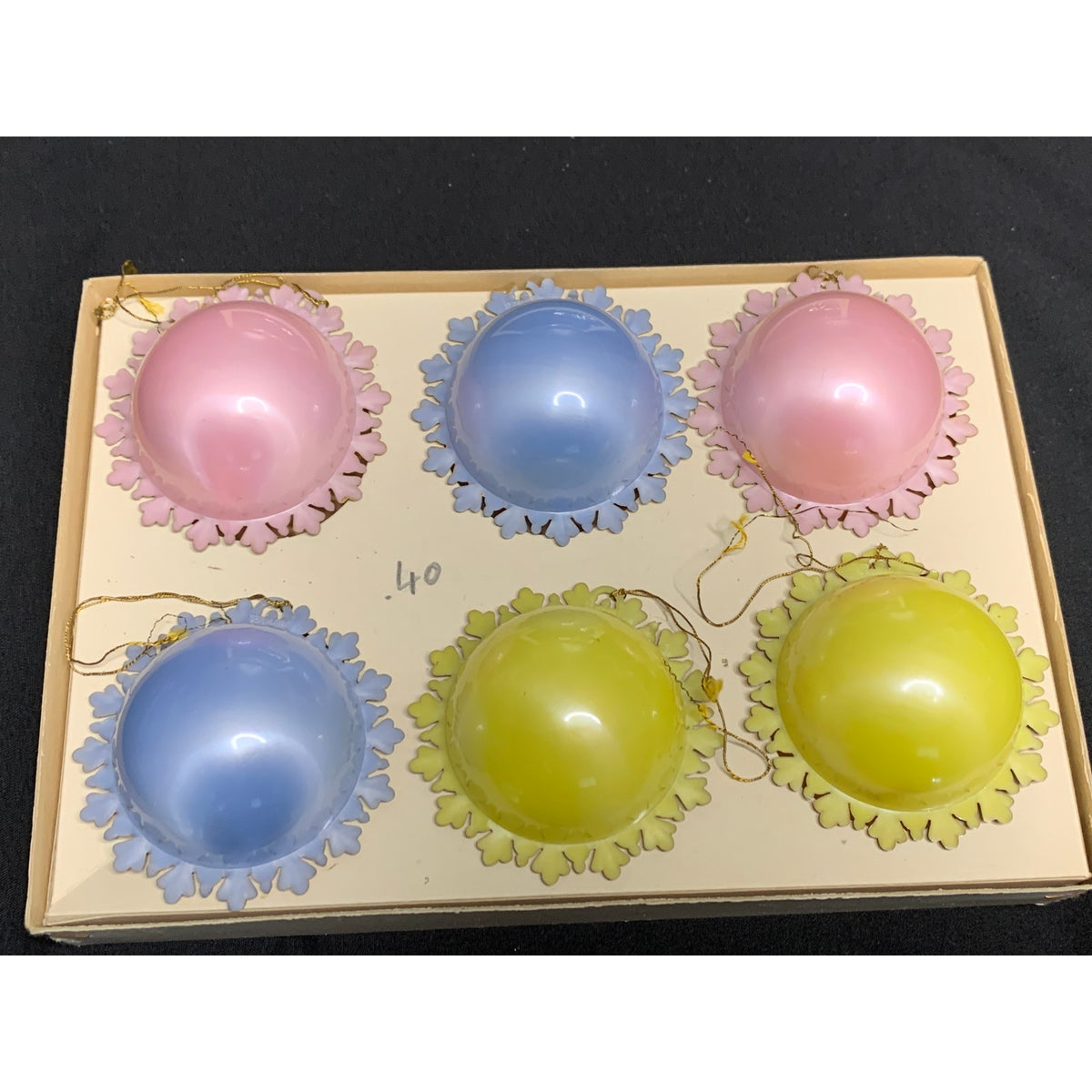 Vintage Western Germany Diorama Christmas Ornaments Set of 6 Boxed 1950s