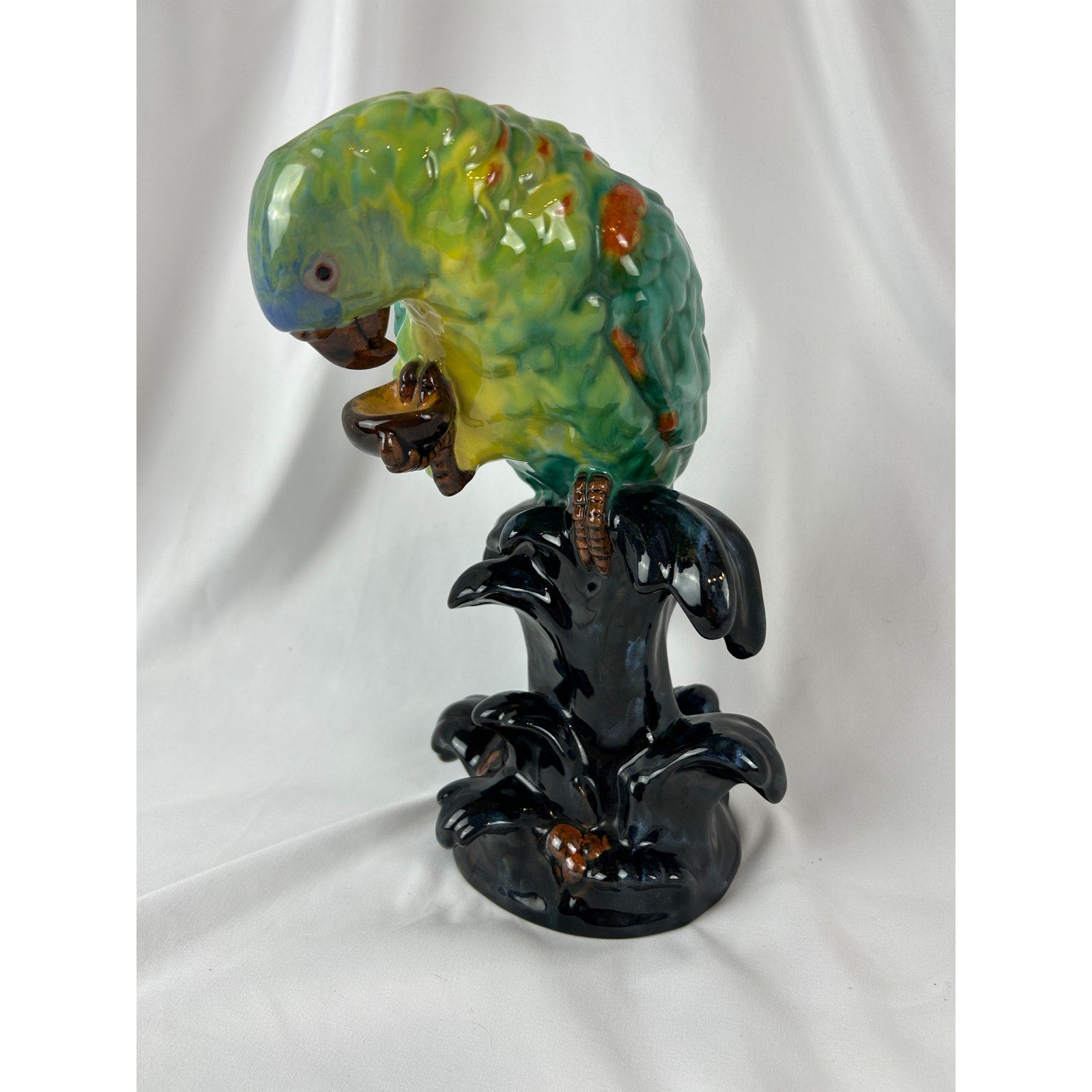 Vintage Austrian Gmundner Keramik GK Mark Parrot Statue Art Pottery Figurine 11”