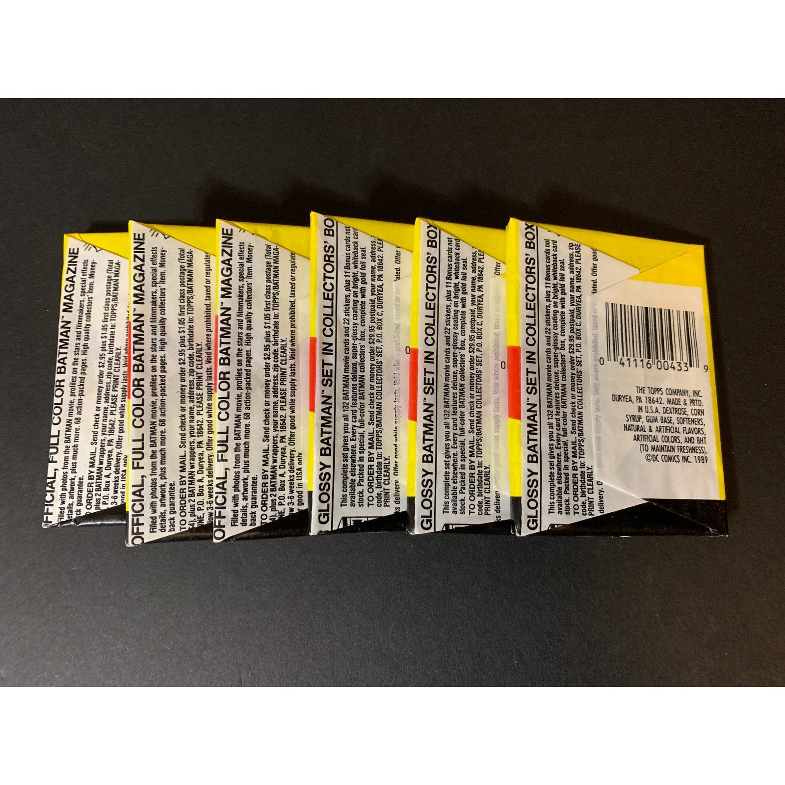 Topps 1989 Batman Movie Trading Card Packs Lot of 6 Sealed Vintage