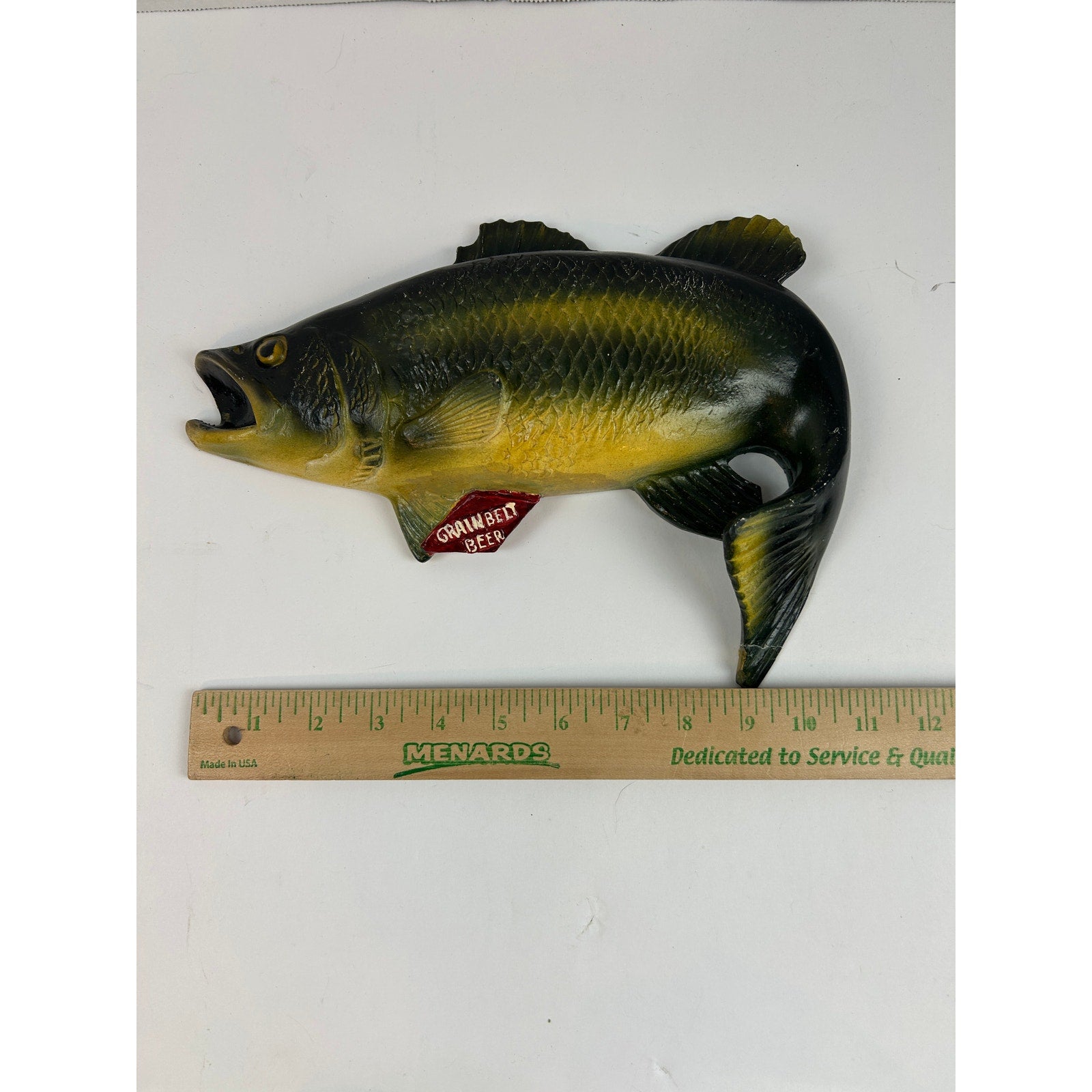 Rare Grain Belt Beer Chalkware Fish Plaque Vintage 1950s Breweriana Sign
