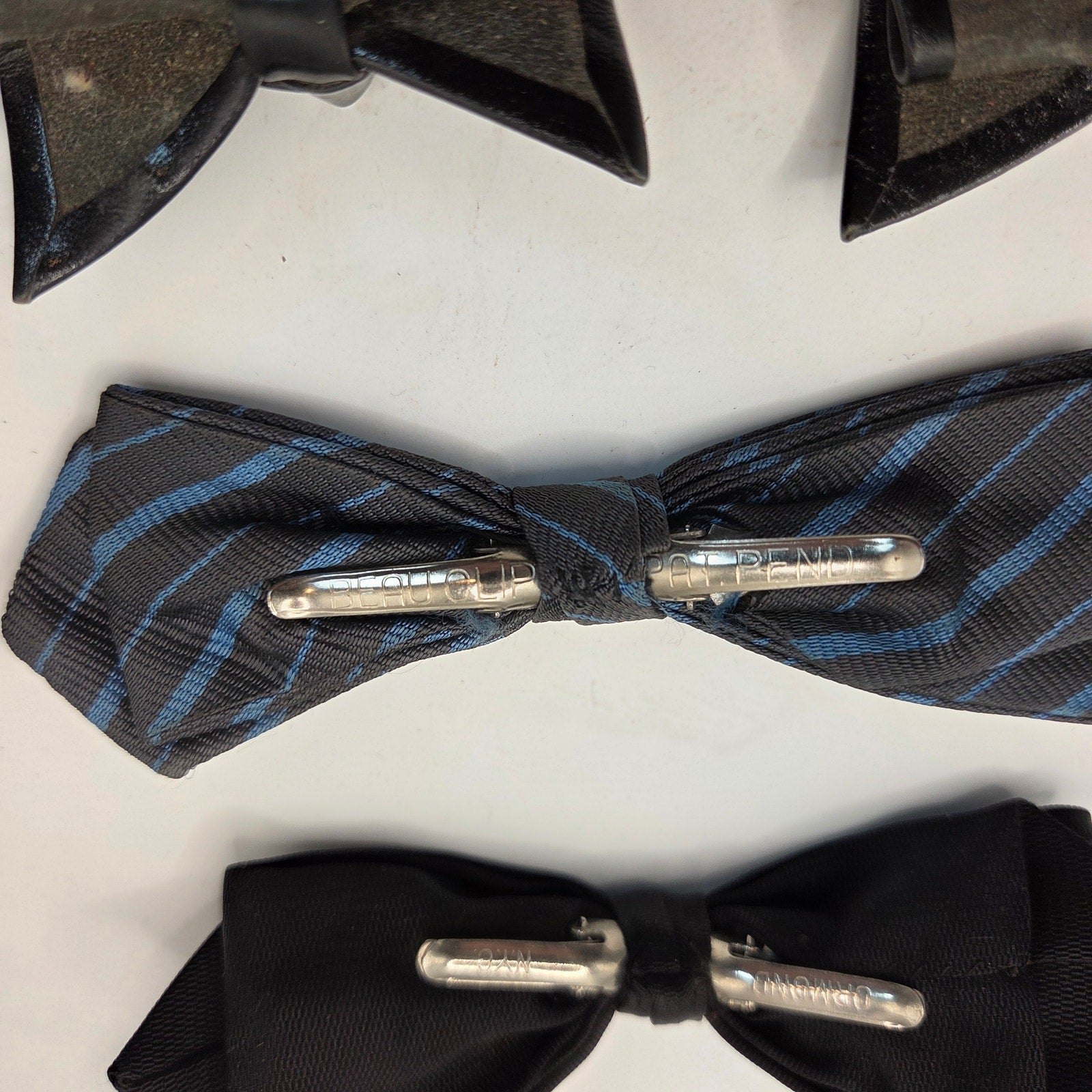 Vintage 1950s–70s Boys Clip-On Bow Tie Lot of 7 Royal Ormond Beau Clip