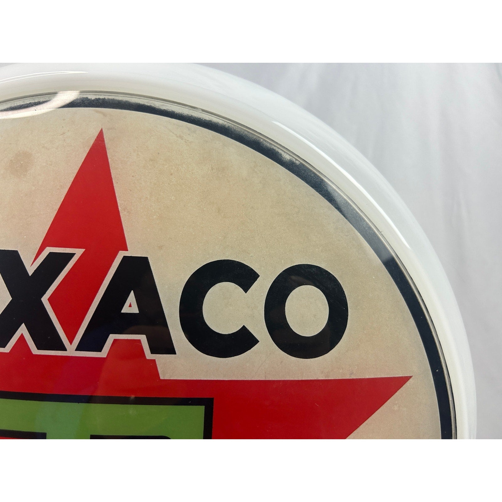 Vintage Texaco Gas Pump Globe Milk Glass Red Star Green T Service Station Sign