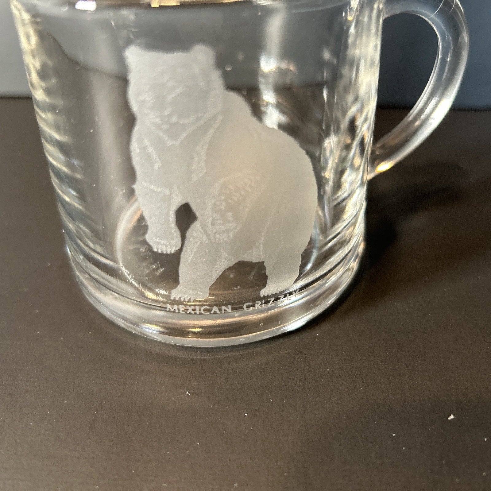 Luminarc France Endangered Species Etched Glass Espresso Mugs Set of 7 Vintage