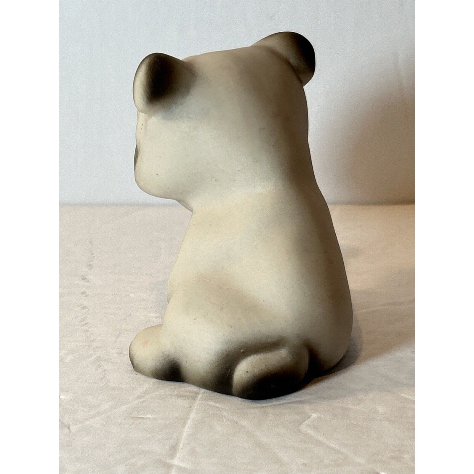 Vintage Roselane USA Bisque Bulldog Figurine Rhinestone Eyes Pottery