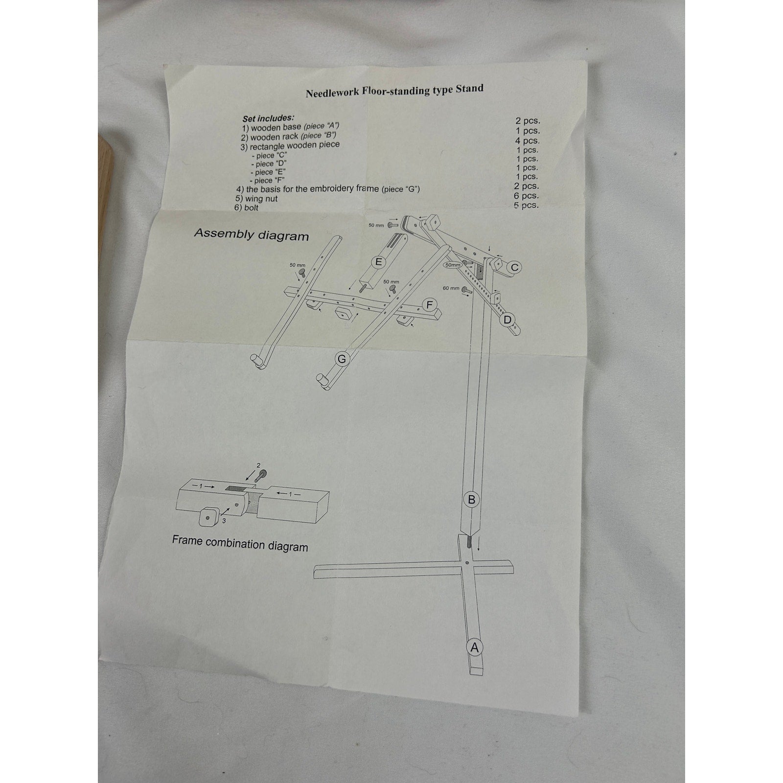Adjustable Needlework Floor Stand Wooden Embroidery Cross Stitch Frame