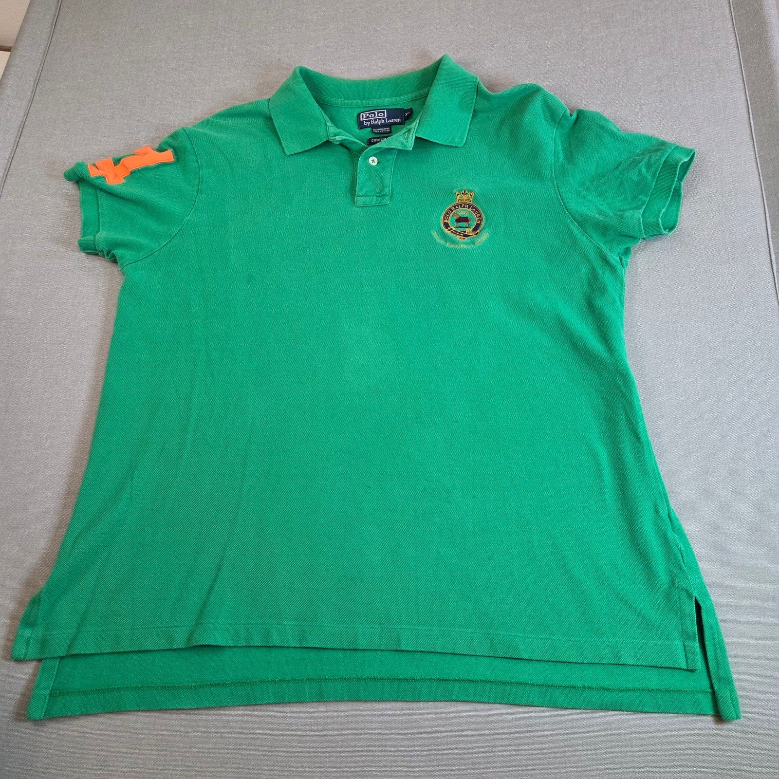 Polo Ralph Lauren Custom Fit Green Crest Polo Shirt XL #4 Sleeve