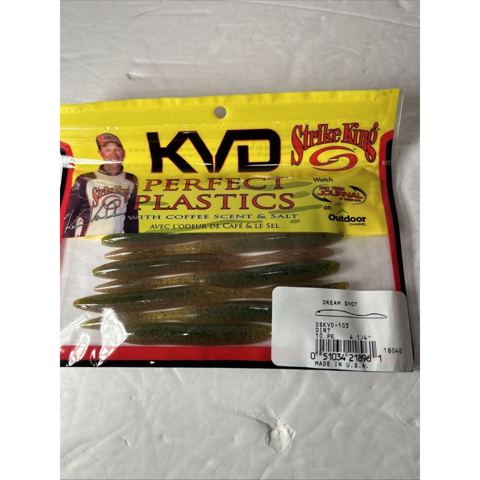 Strike King KVD Perfect Plastics with Coffee Scent and Salt Mixed Lot Of 4