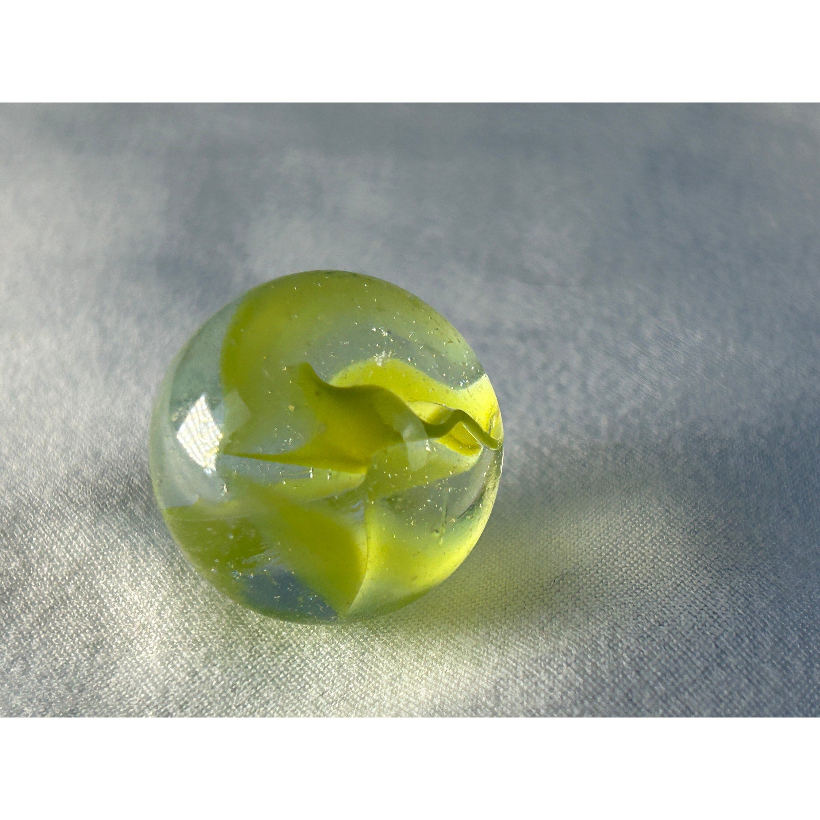 Vintage Green Transparent Swirl Marble 1 Inch Shooter Size