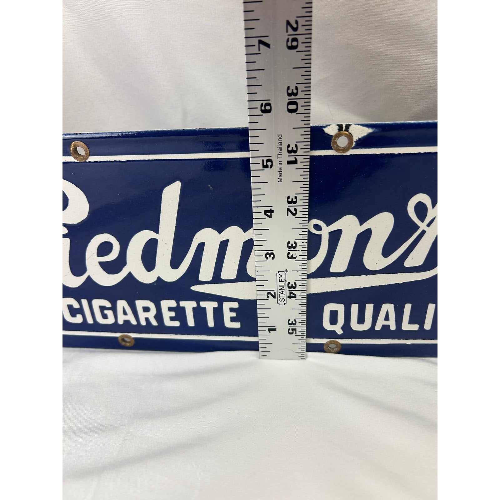 Antique Piedmont Brunswick Billiards Porcelain Advertising Sign 30 Inch