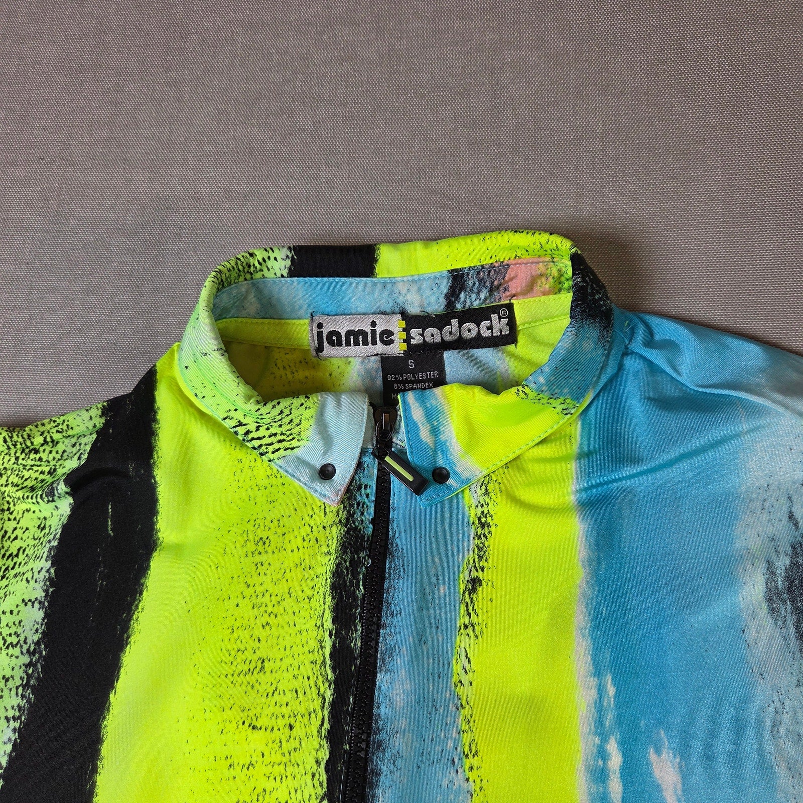 Jamie Sadock Women Small Abstract Zip Golf Polo Shirt Stretch Bright Print