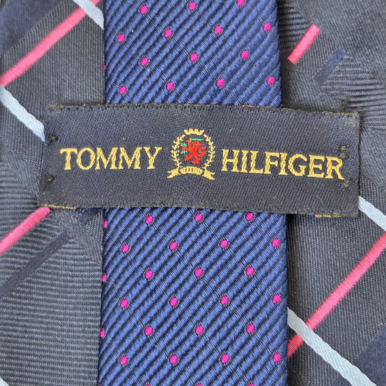 Tommy Hilfiger Silk Tie Lot 3 Navy Blue USA 3.75” Classic Width Contrast Tips