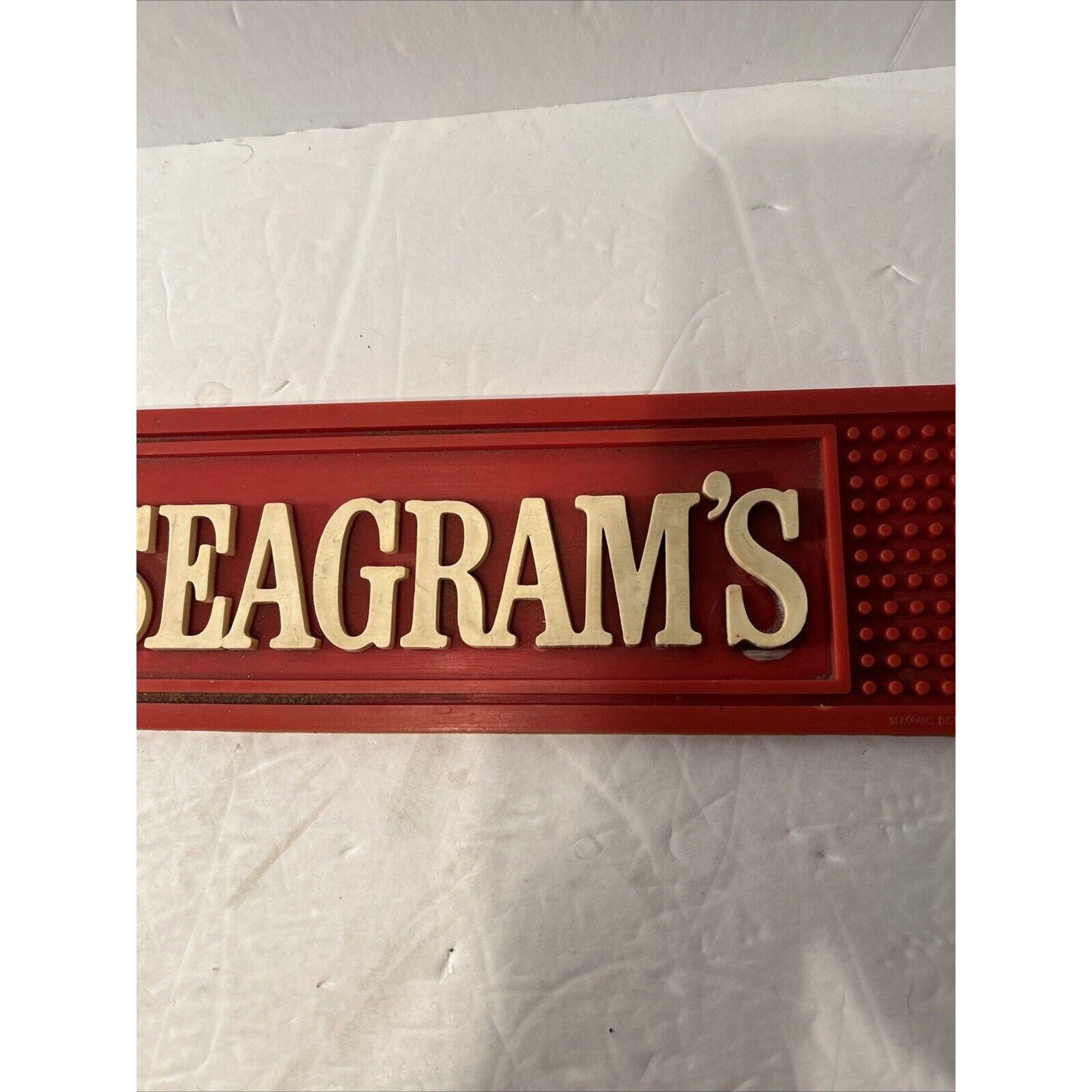 Vintage Seagram’s 7 Bar Spill Mat Rubber Bar Rail Mat 24" x 3.5"