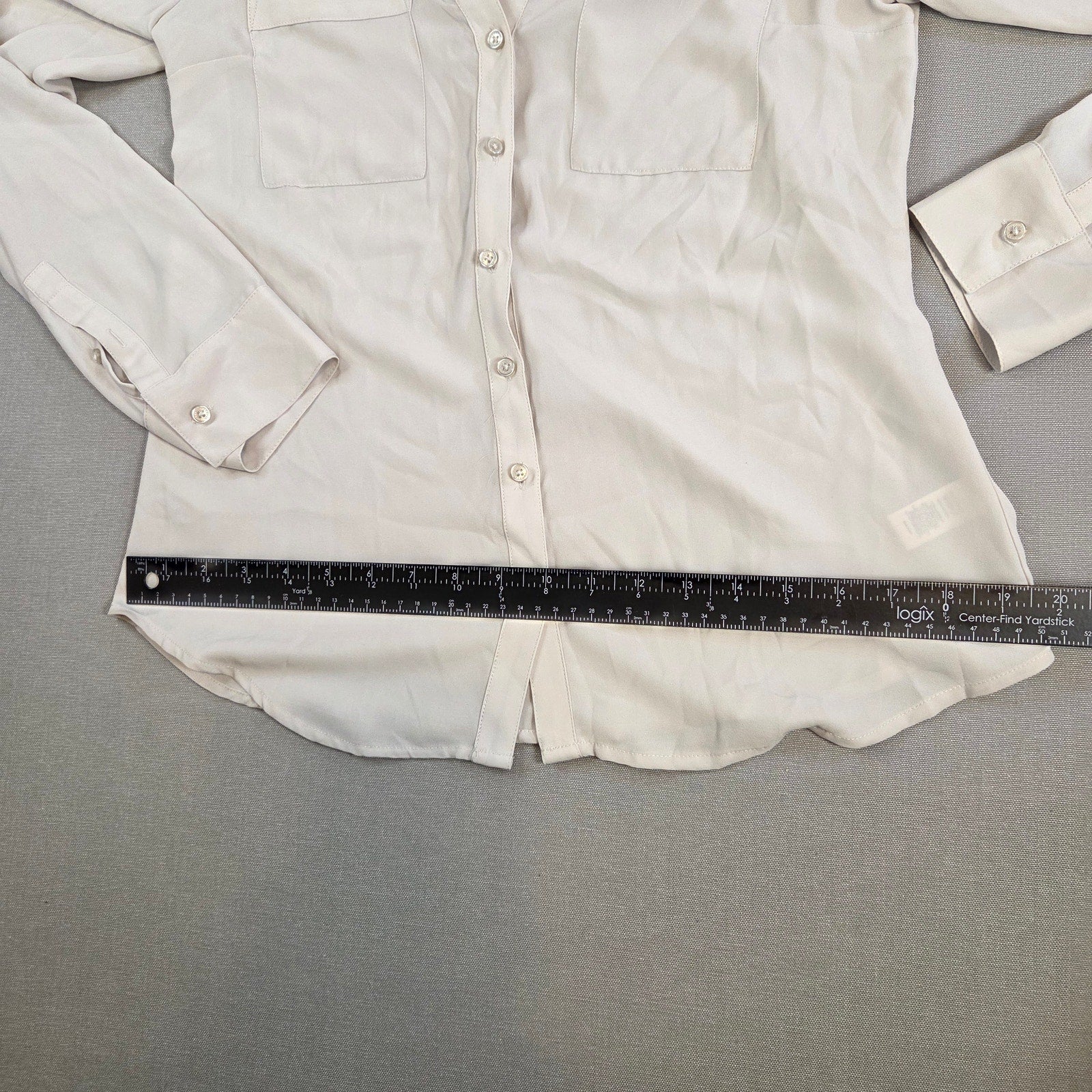Express Portofino Blouse Women’s Beige Button Front Shirt Size S NWT