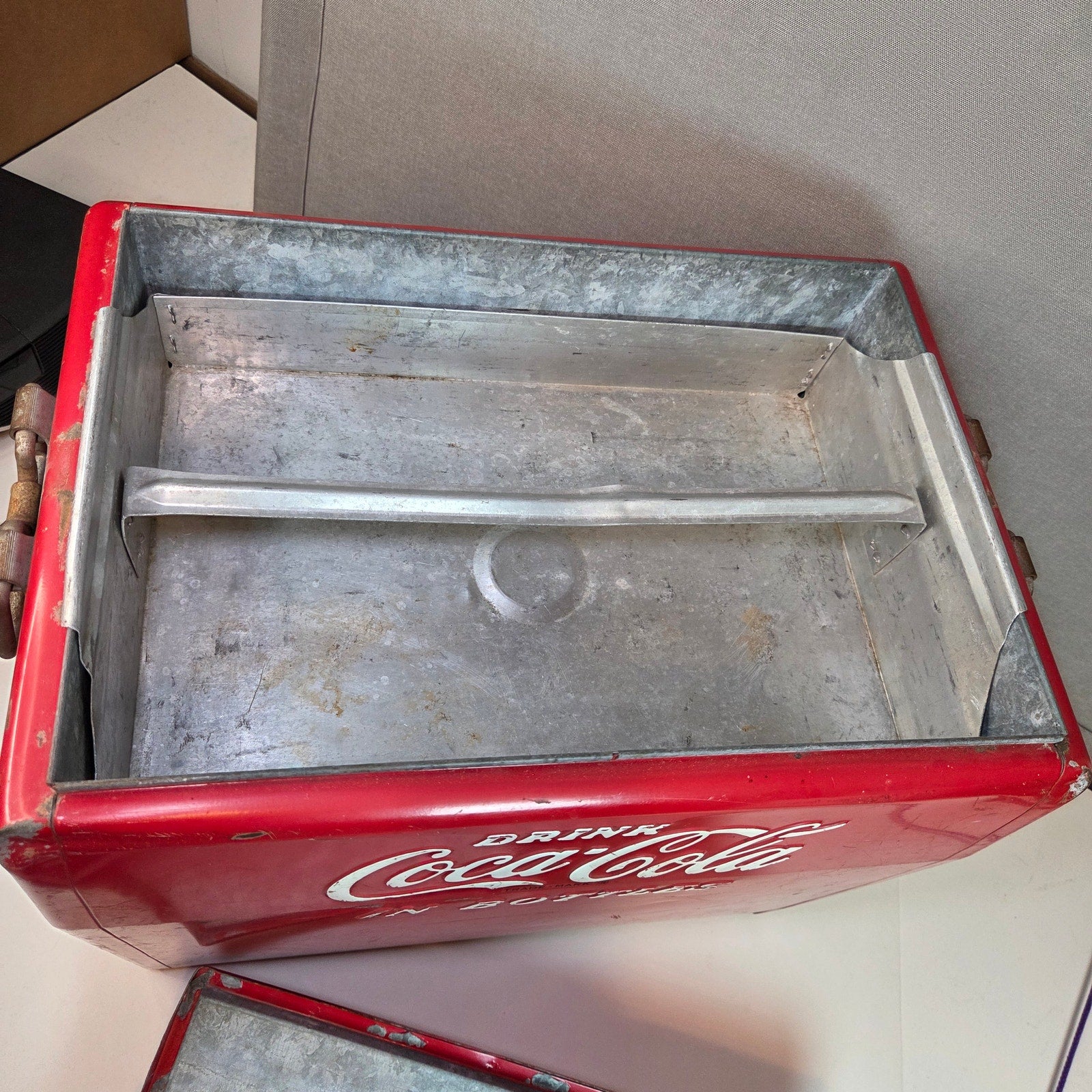 Vintage 1950s Coca-Cola Cavalier Metal Cooler w/ Tray & Opener Chattanooga TN