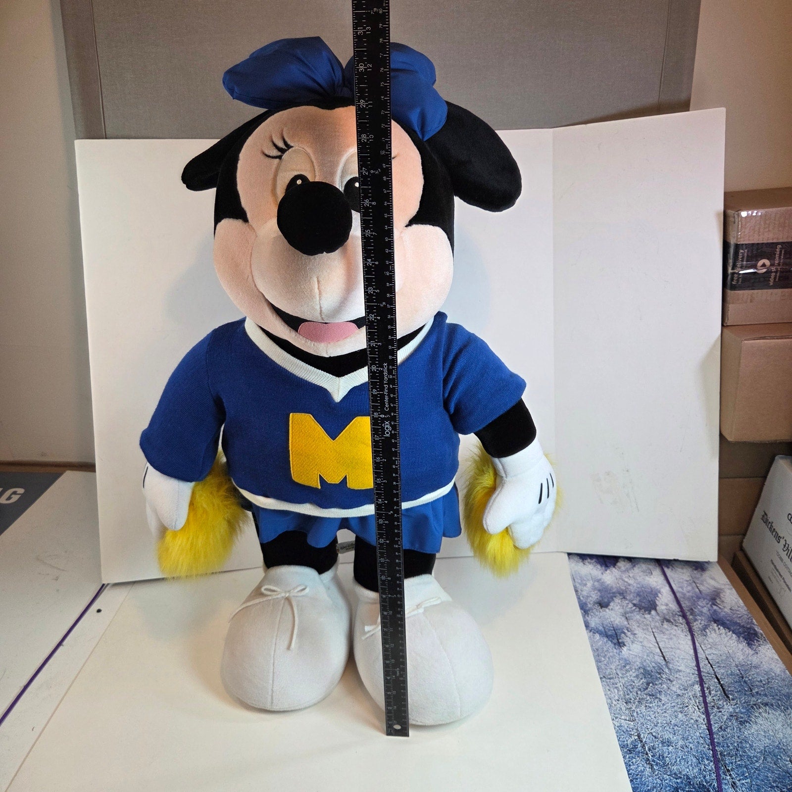 Walt Disney World Minnie Mouse Cheerleader Plush 32" Blue M Outfit Oversized