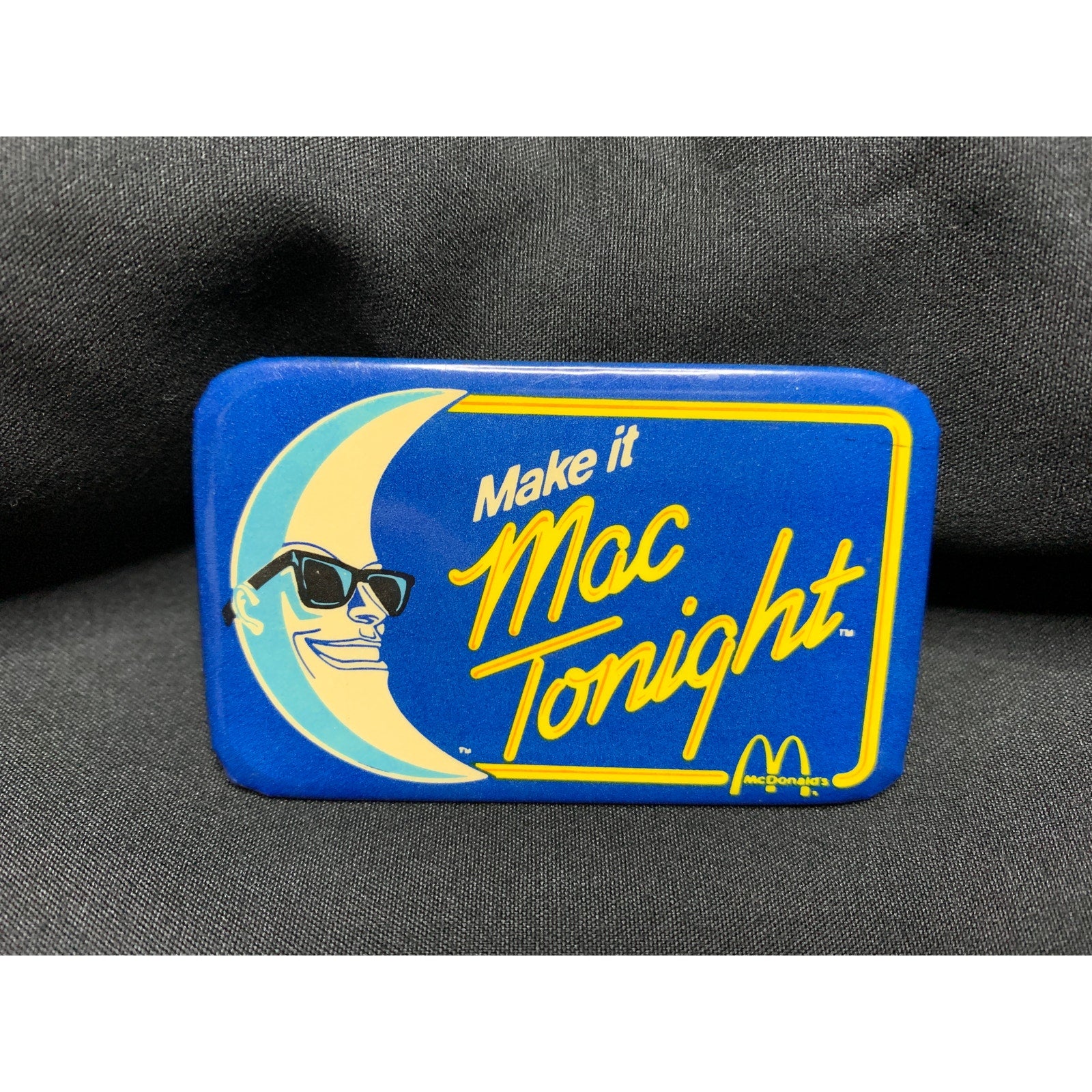 1988 McDonald's Make It Mac Tonight Employee Pin Back Button Mac Tonight Promo