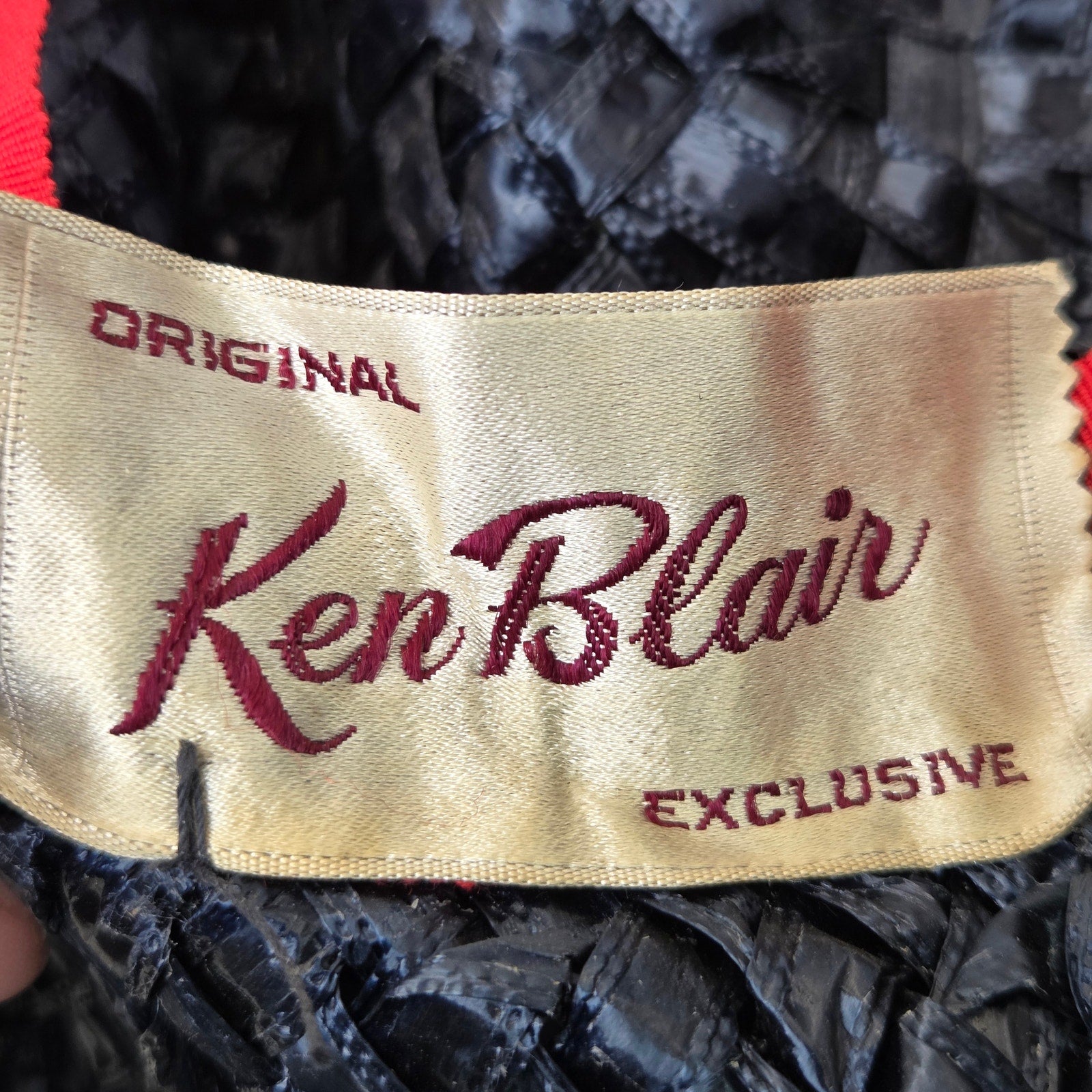 Ken Blair Vintage Straw Hat Navy Wide Brim Union Made USA Size 6 Small