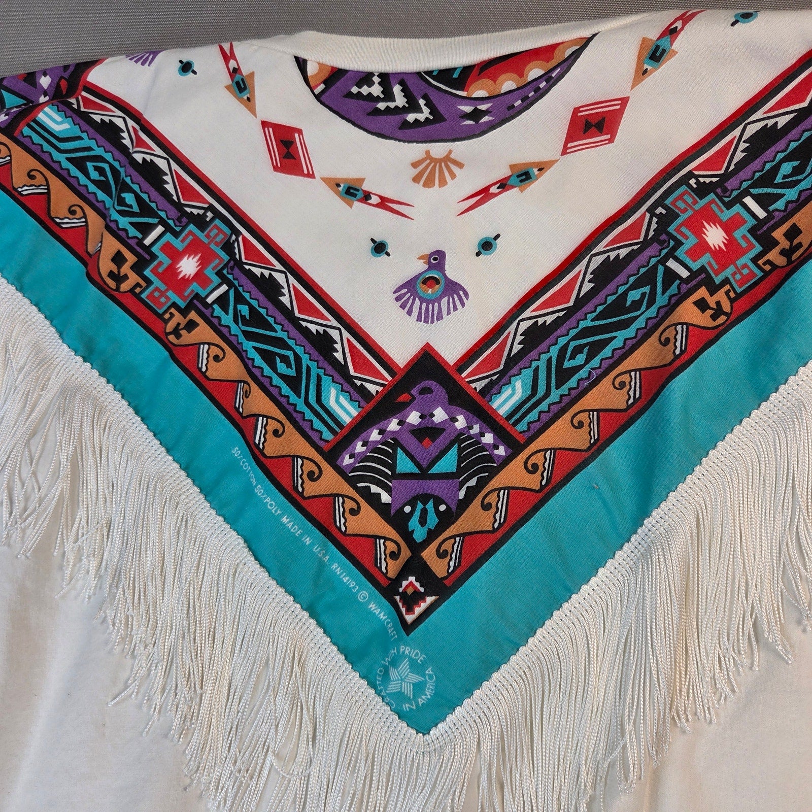 Wamcraft Hazelwood Club Phoenix Southwestern Fringe Beaded Top USA M VTG