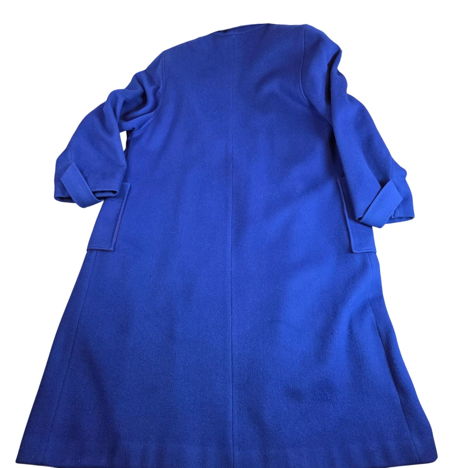 Vintage 80s Jacob-Crowley Wool Overcoat Blue Long Peacoat Made in Canada