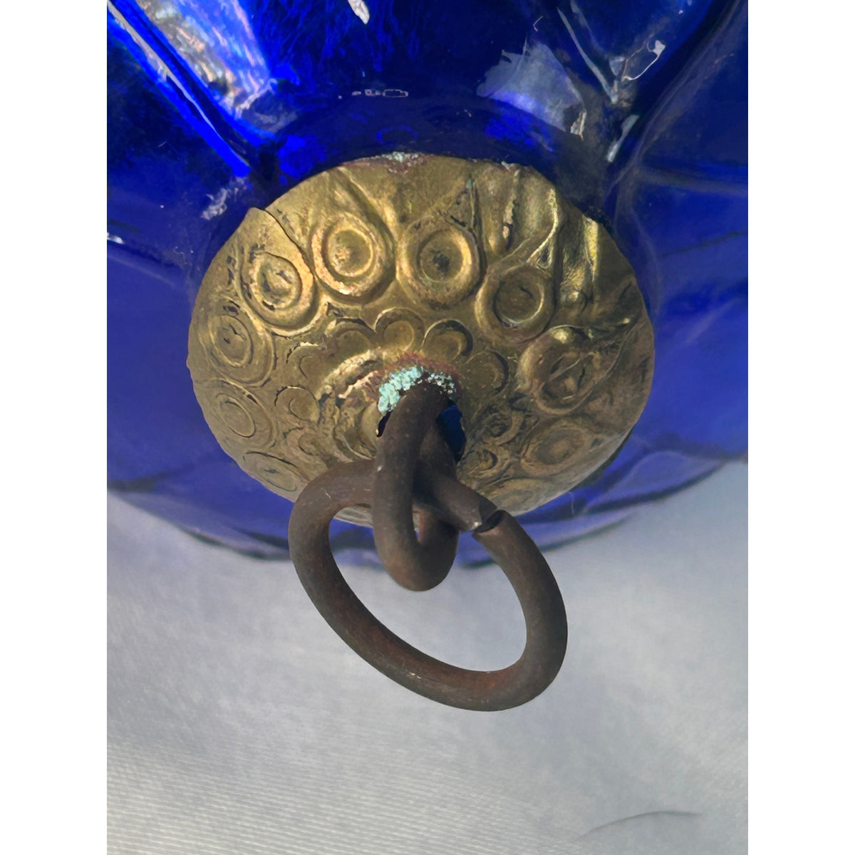 Antique 1800s German Kugel Cobalt Blue Grape Cluster Glass Christmas Ornament 4"