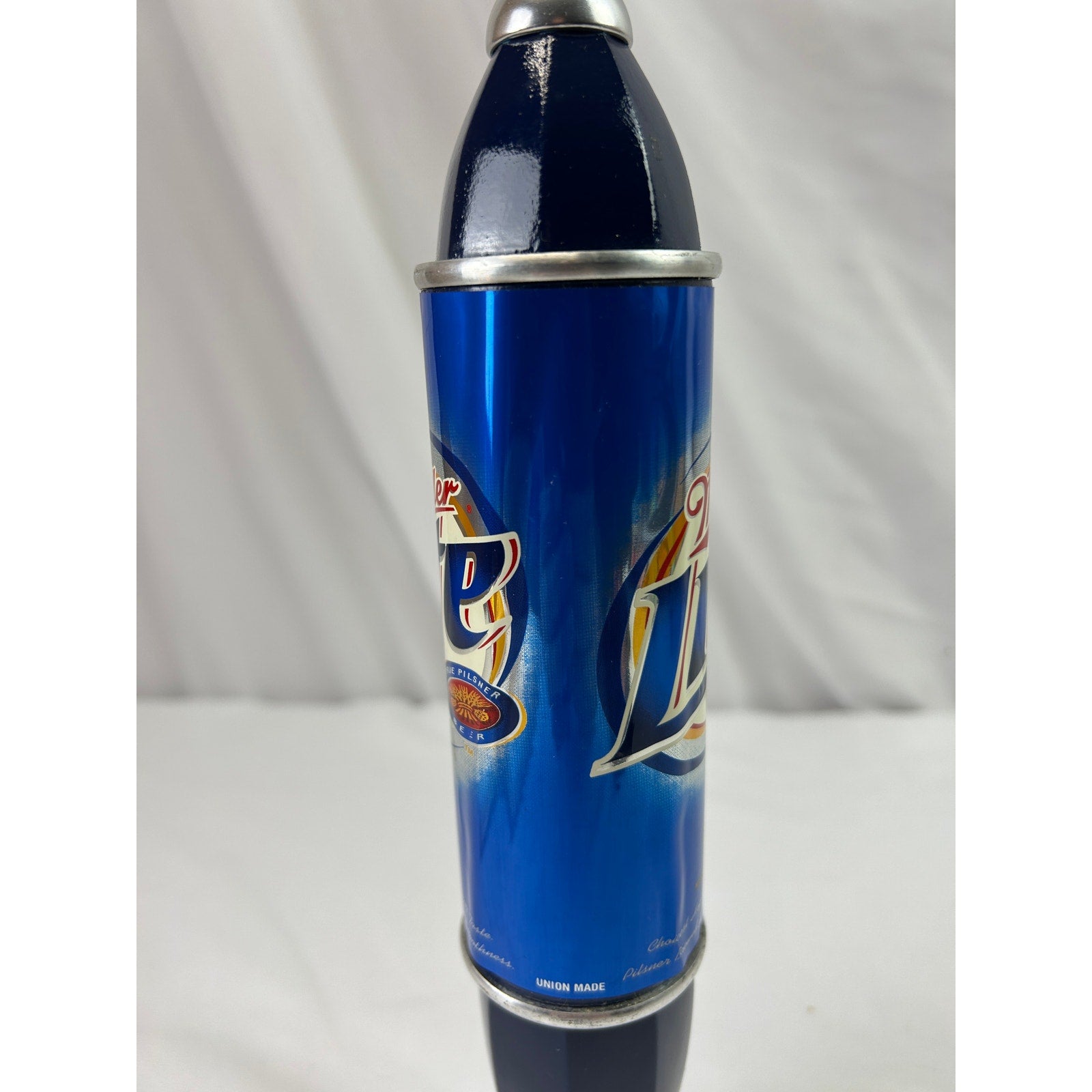 Vintage Miller Lite Beer Tap Handle Blue Can Chrome 12 Inch Breweriana