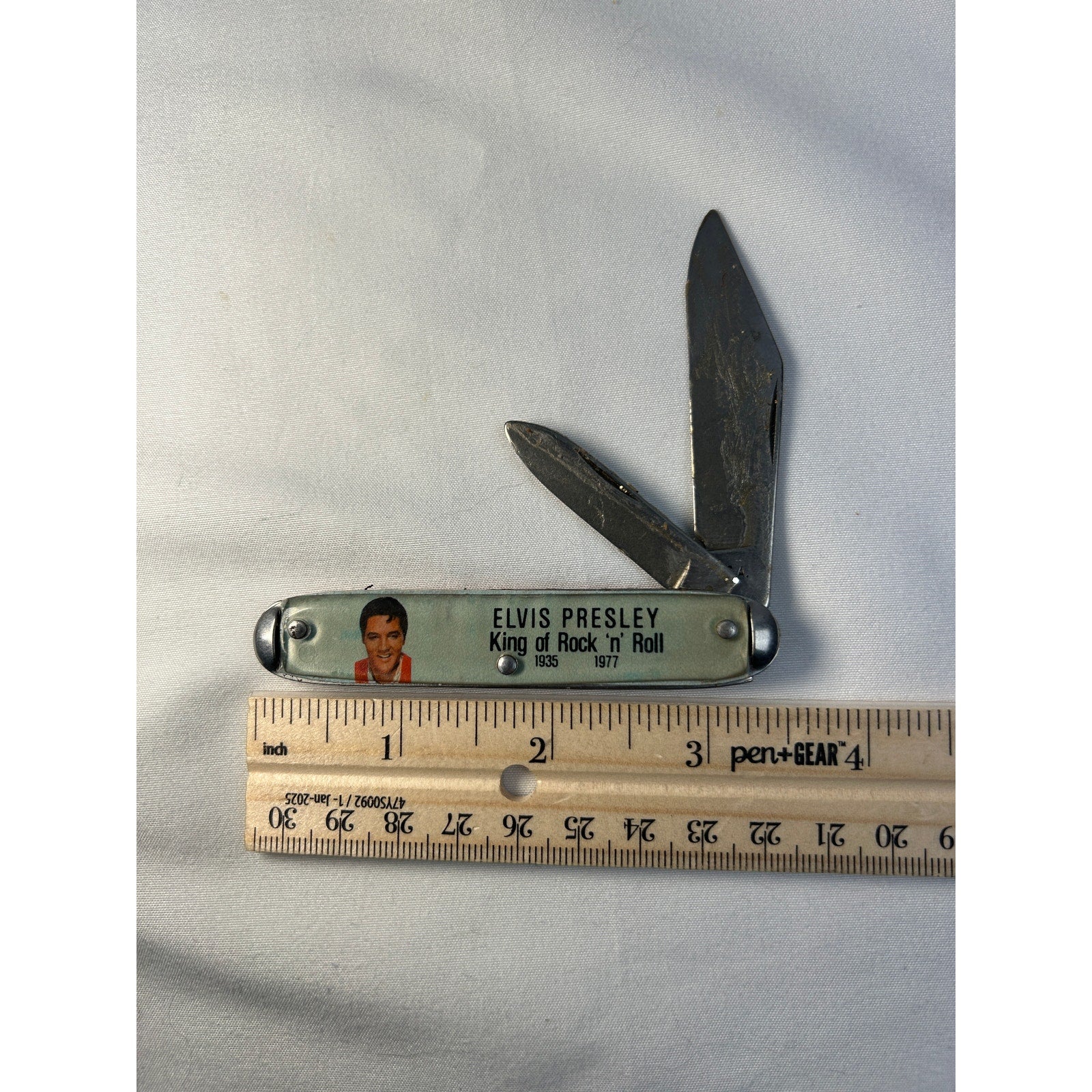 Vintage Elvis Presley King of Rock N Roll USA 2 Blade Pocket Knife