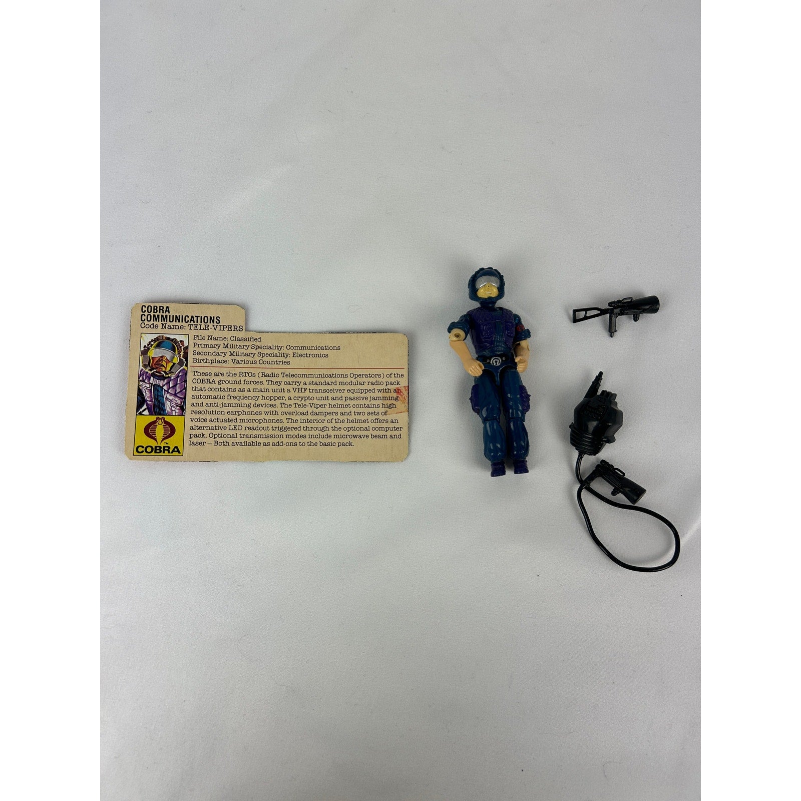GI Joe Cobra Tele Viper Action Figure 1986 Hasbro Complete w File Card