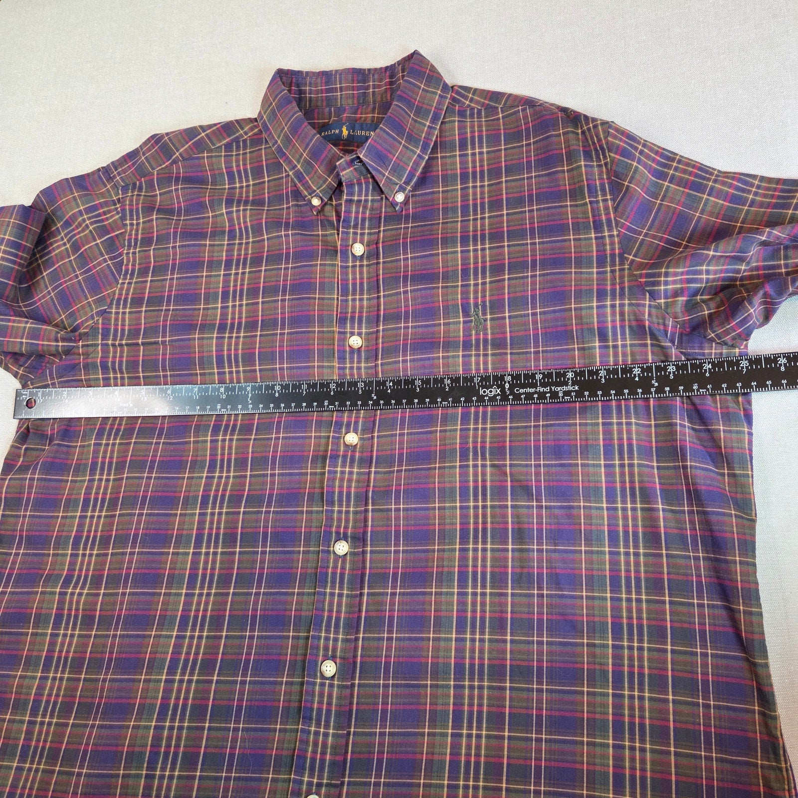 Ralph Lauren Polo XL Plaid Button Down Shirt Long Sleeve Cotton Made India