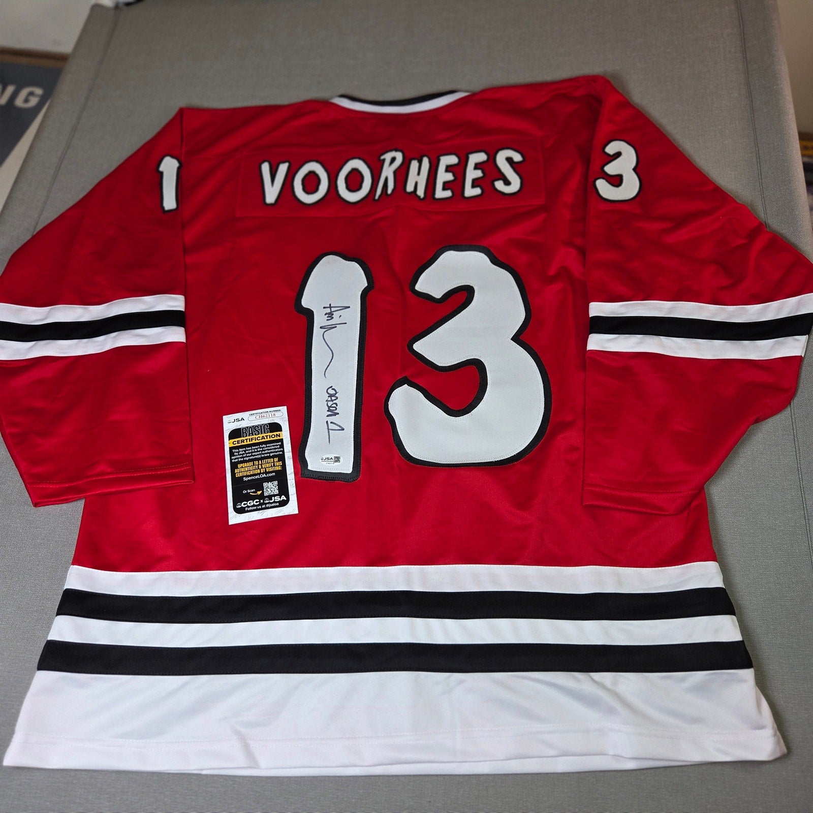 Ari Lehman Jason 1 Signed Jason Voorhees Hockey Jersey JSA COA XL Custom Red