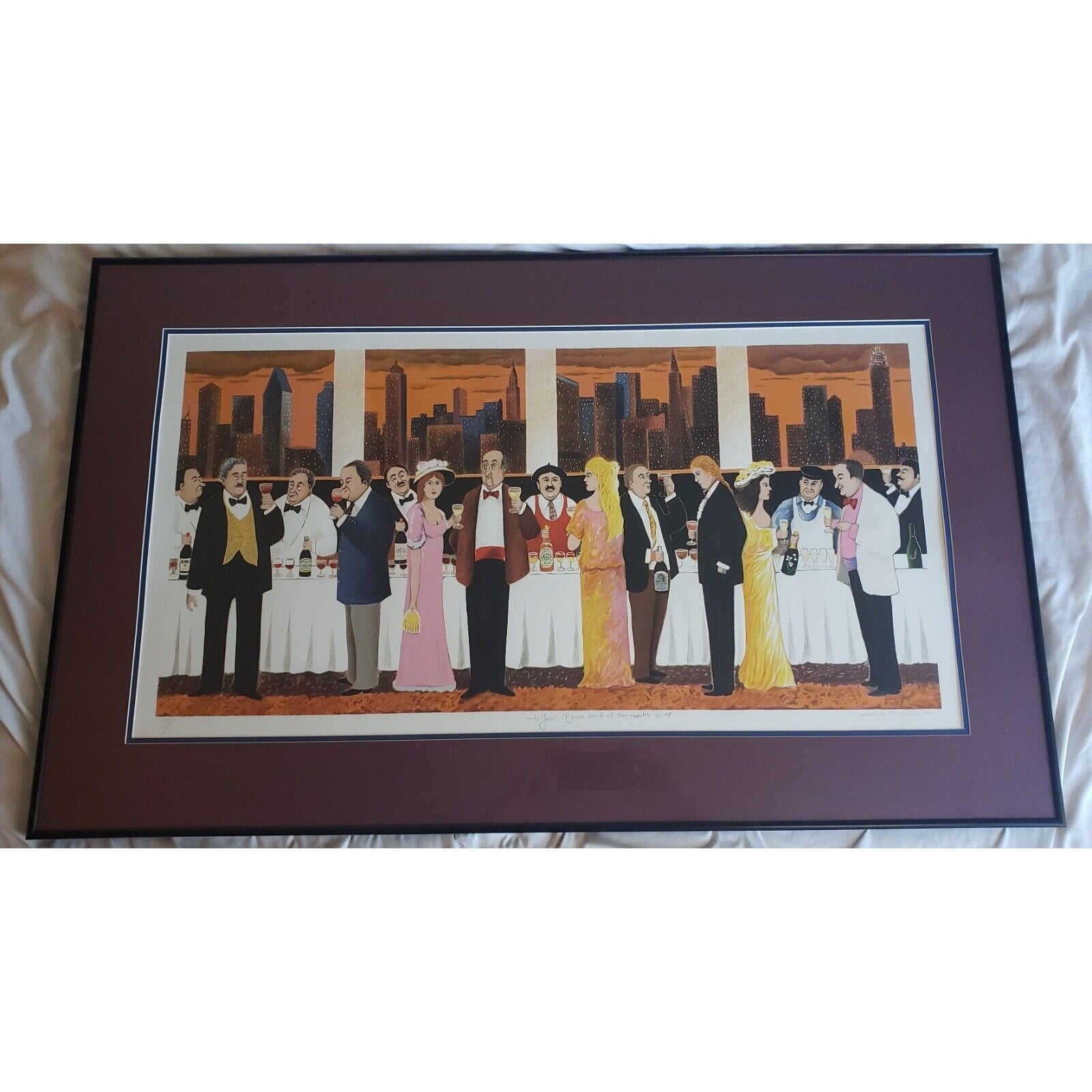 Guy Buffet Signed Wine Tasting Ltd Ed Print 354/500 Framed 26.5" x 43.5"