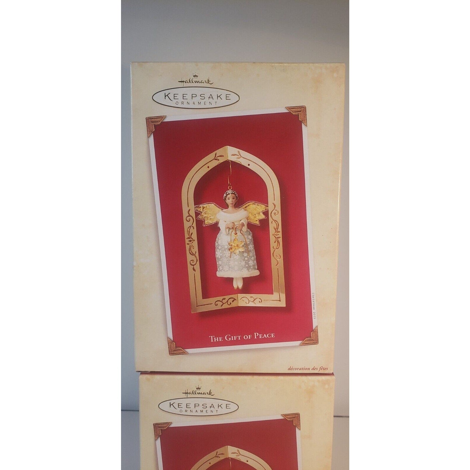 Hallmark Keepsake Lot of 2 Gift of Peace & Glad Tidings Ornament Angels NIB