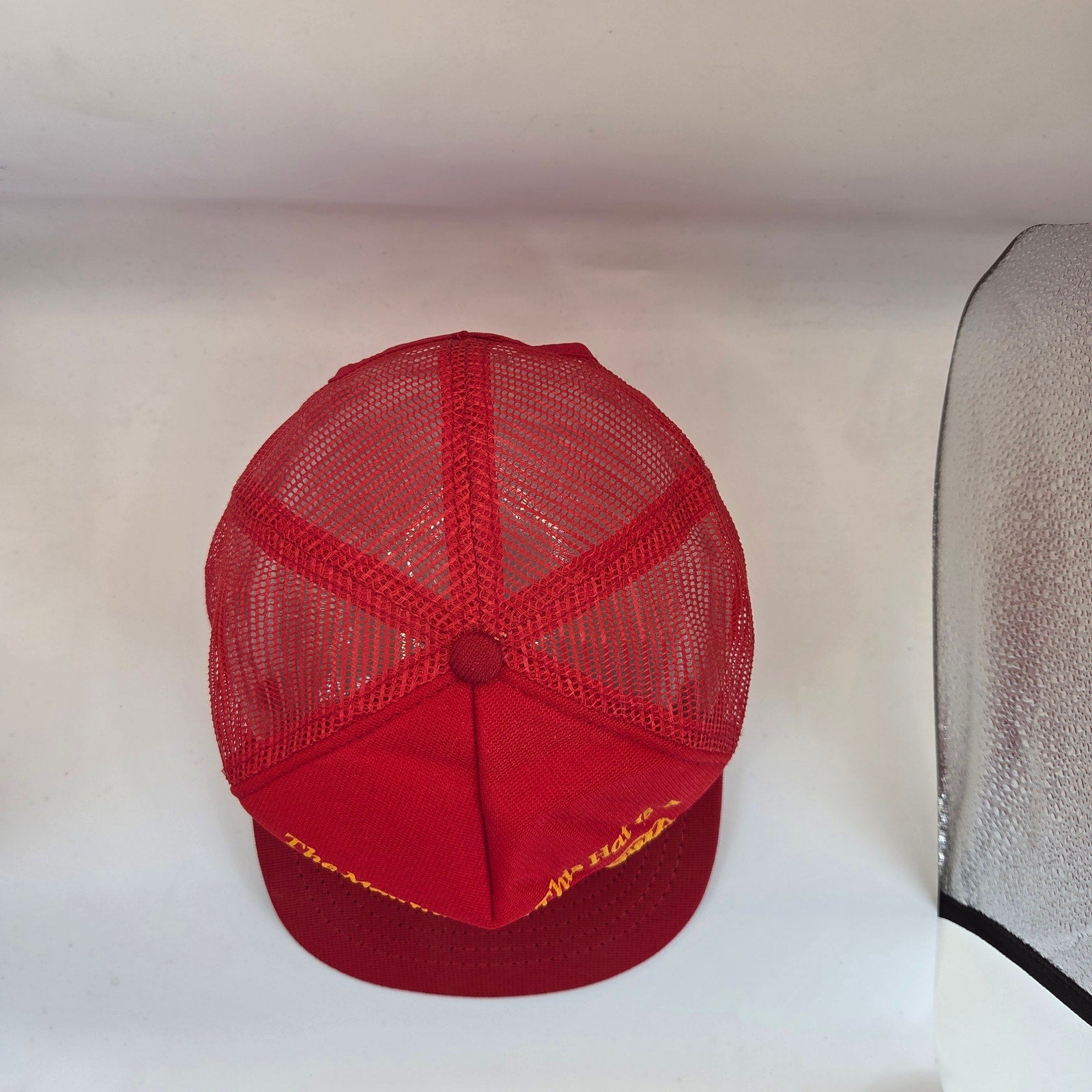 Vintage Fireman Novelty Mesh Trucker Snapback Hat Made USA Foam Cap Red