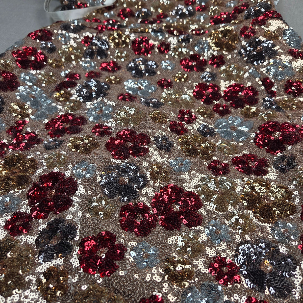 Club L London Eira Red Floral Sequin Short Sleeve A-Line Mini Dress US 6 NWT