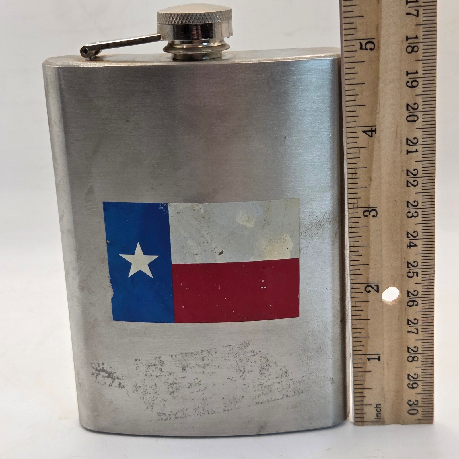Texas Flag Stainless Steel 8oz Hip Flask Unbranded Drinkware Used Condition