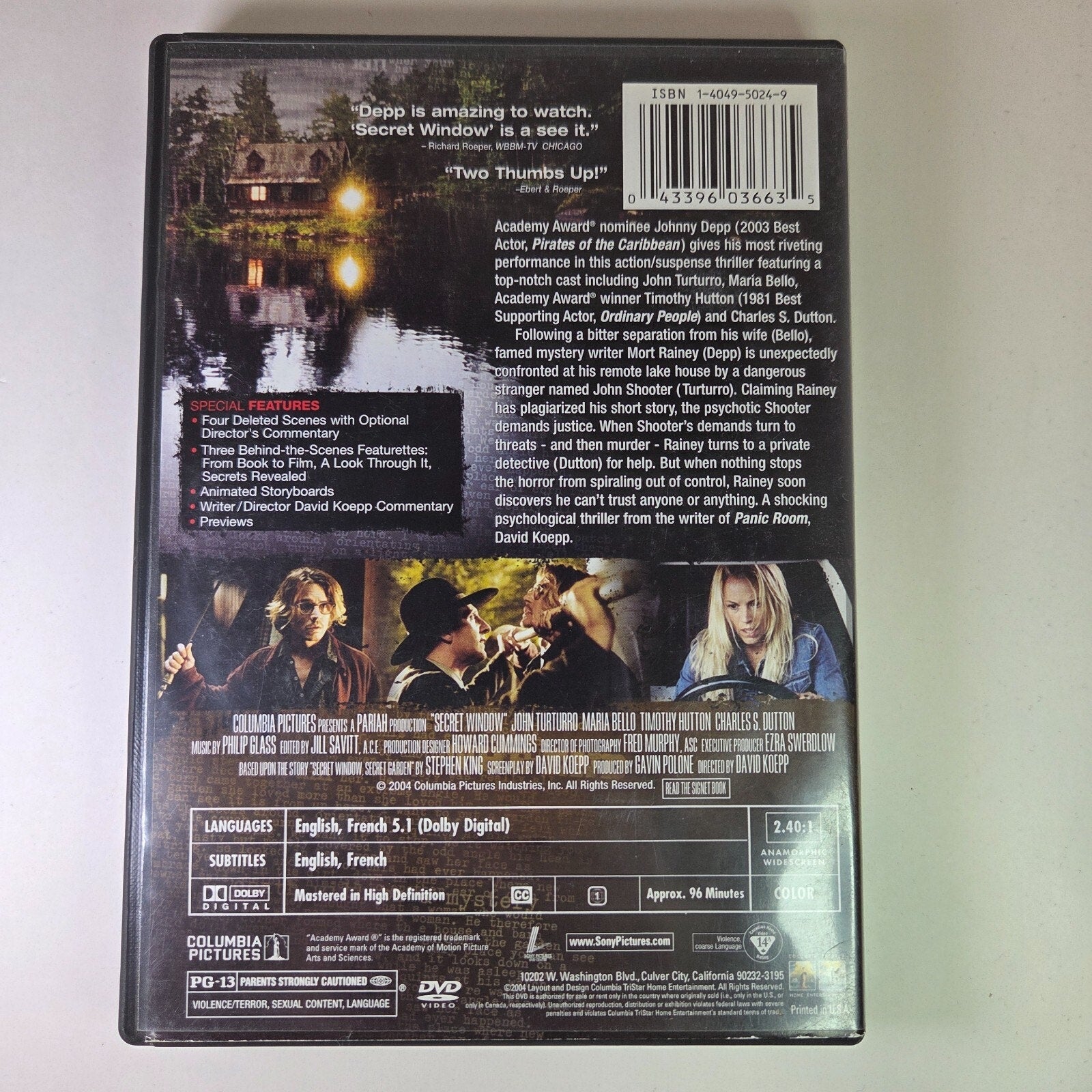 Secret Window DVD 2004 Johnny Depp