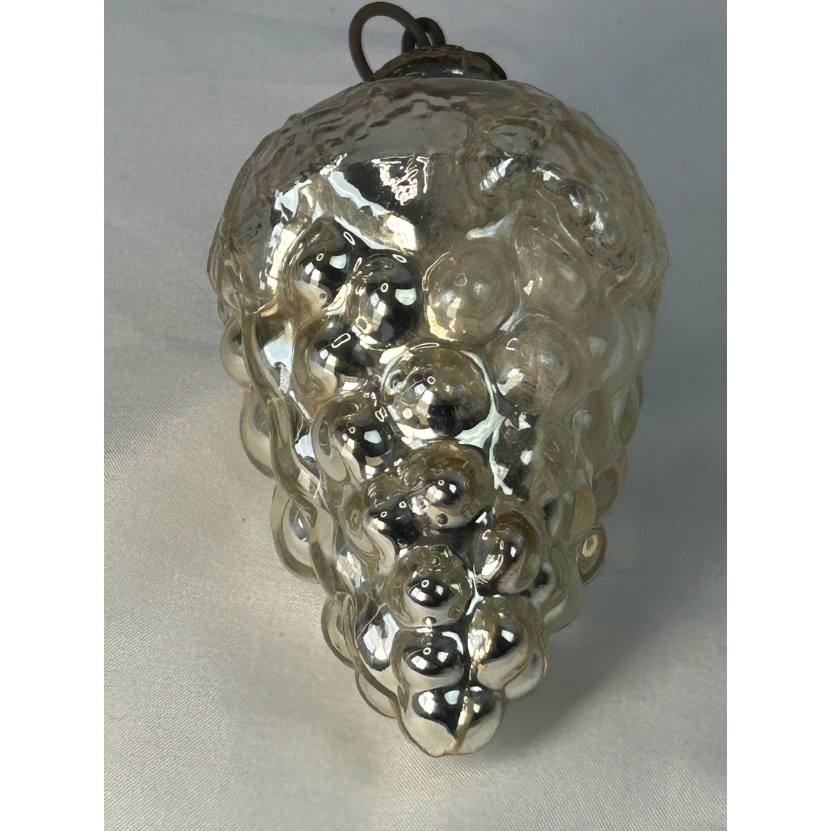 Antique 1800s German Kugel Silver Grape Cluster Glass Christmas Ornament 4"