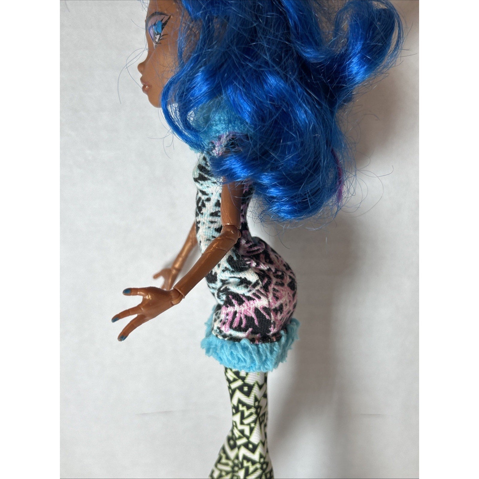 OOAK Custom Repaint Monster High Doll Blue Hair Art Doll Unique One of a Kind