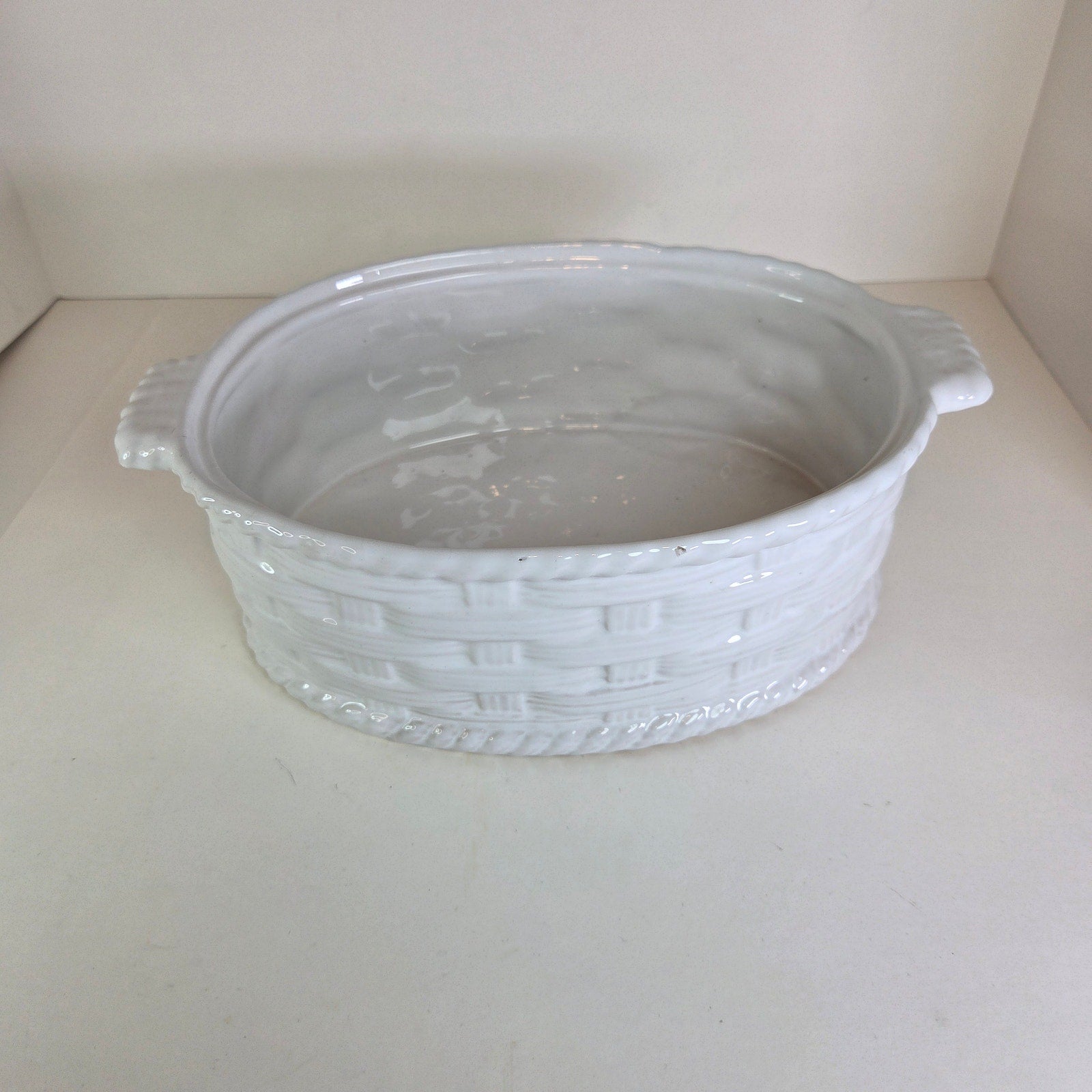 Vintage Portugal Mallard Duck Tureen Covered Ceramic Dish Basket Weave 11"