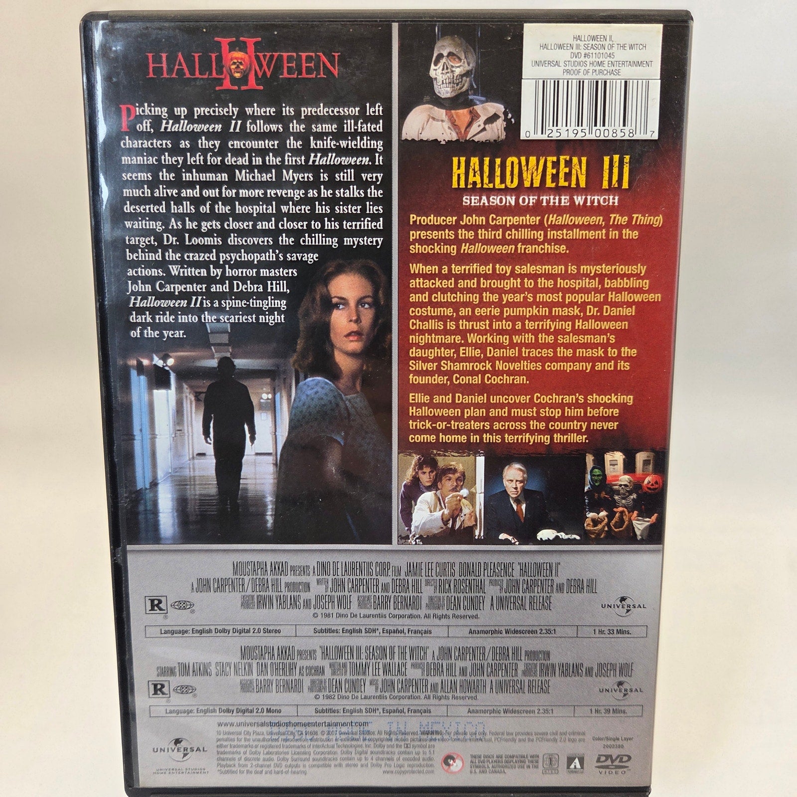 Halloween II & Halloween III Season Of The Witch Double Feature DVD Horror