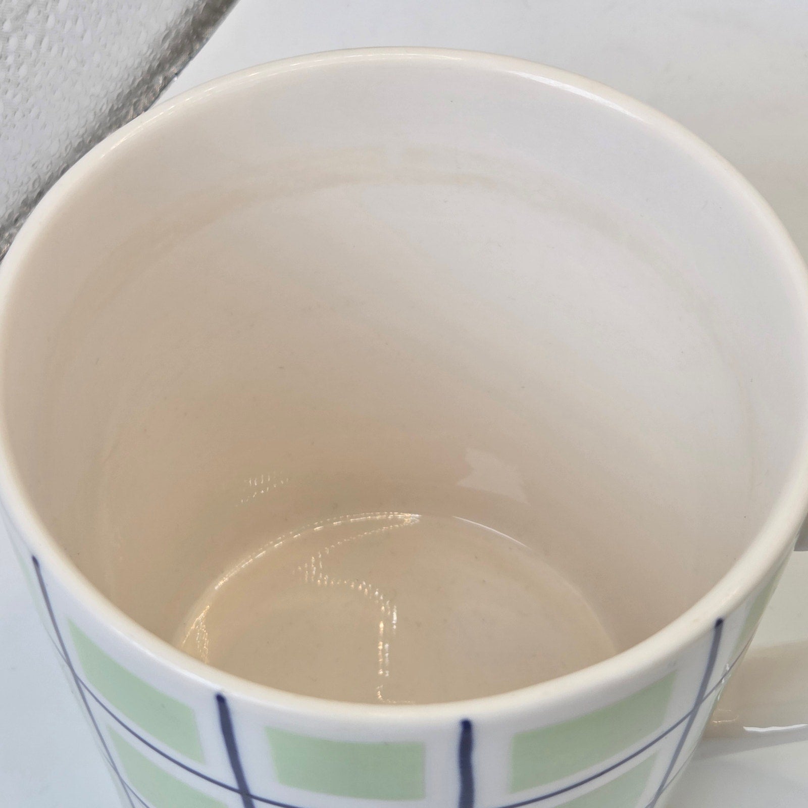 Starbucks Barista 2003 Green Blue Plaid Check Coffee Mugs Set Of 2 Cups