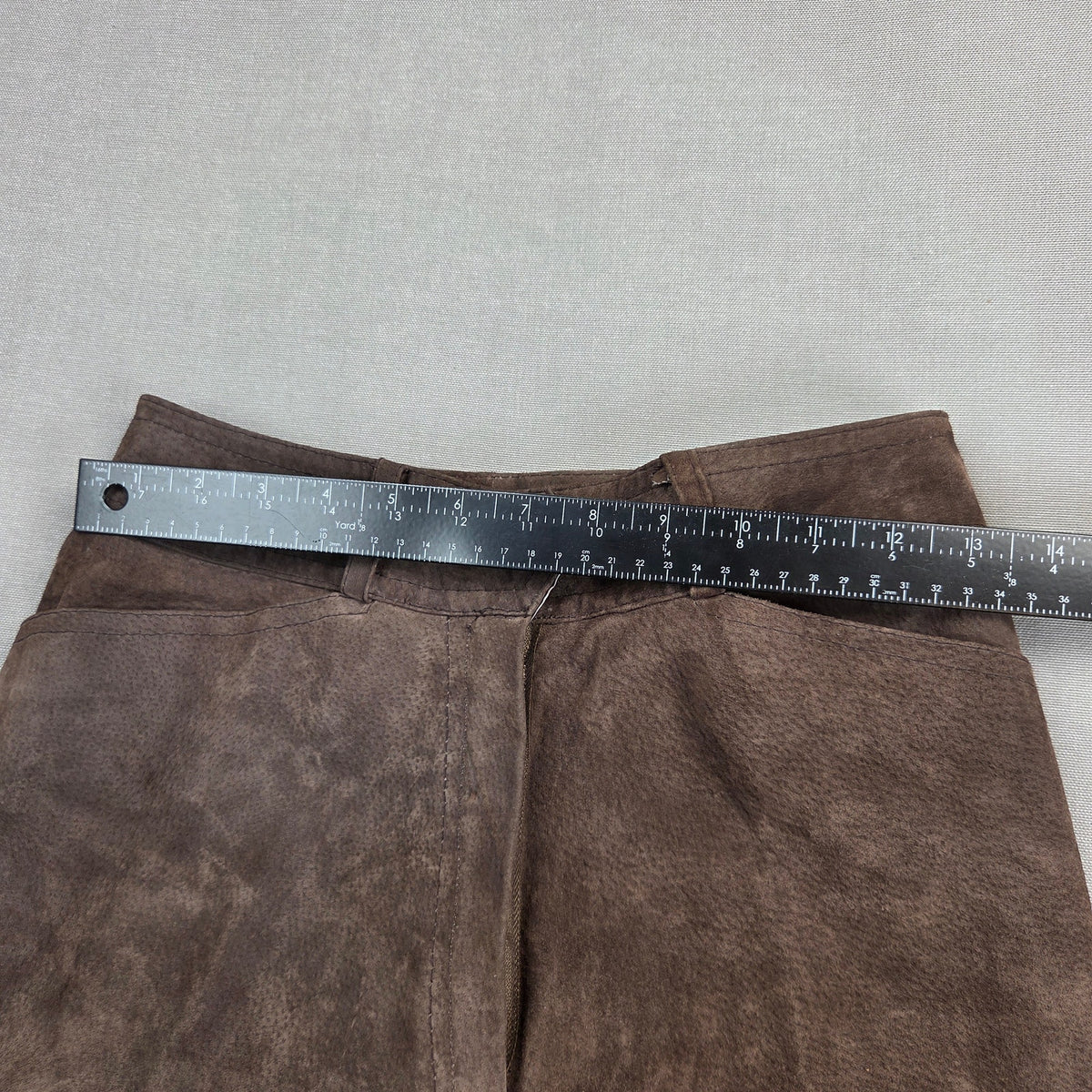 Vintage Brown Suede Leather Pants Womens 7/8 Talon Zip Hong Kong Wide Leg