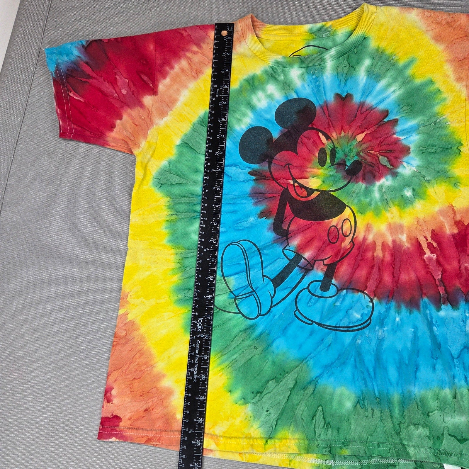 Disney Mickey Mouse Tie Dye Graphic T Shirt Adult Large Rainbow Spiral Tee
