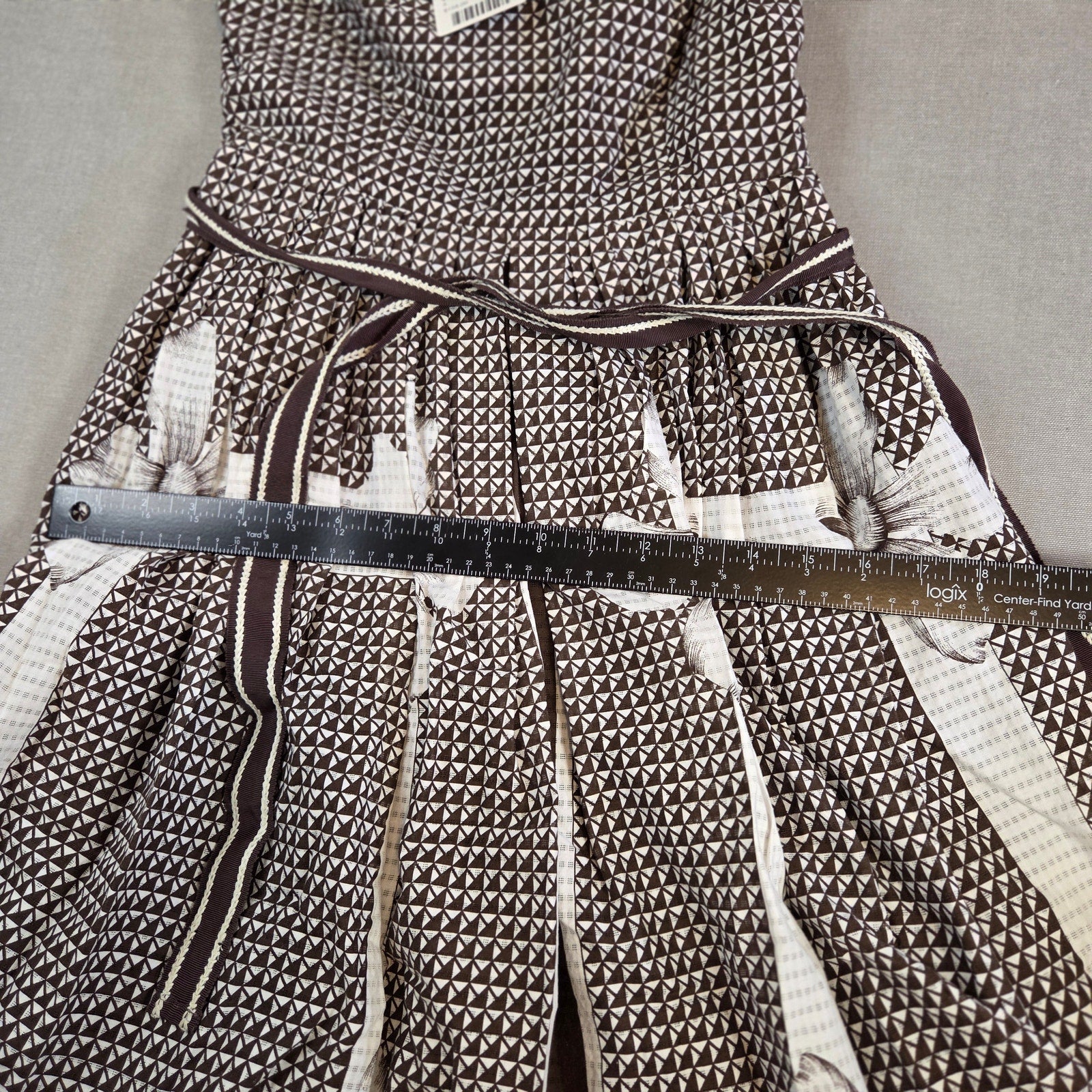 Anthropologie Edme & Esyllte Brown Geometric Cotton Dress Size 4 NWT