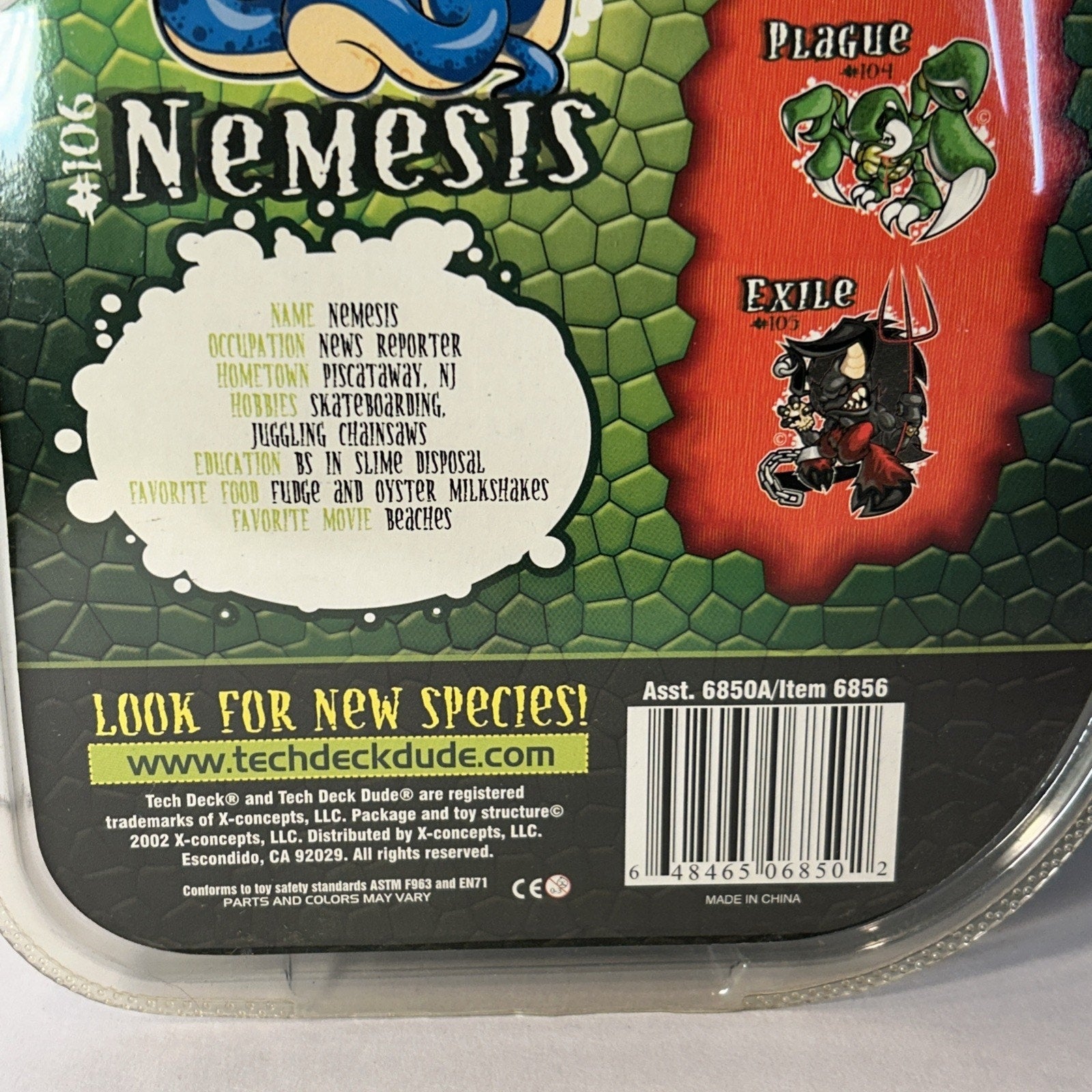 Tech Deck Dude Creatures Series Nemesis Figure 2002 Sealed Package Vintage